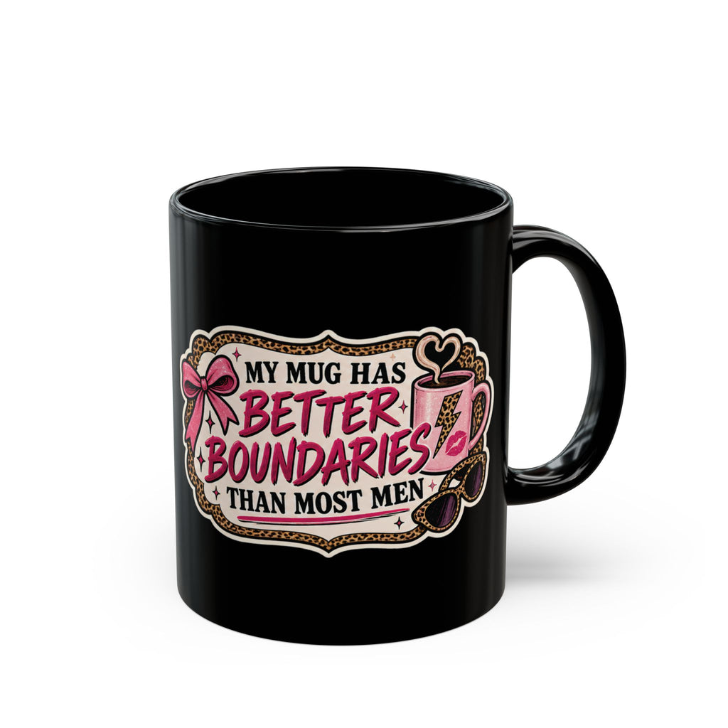 My Mug Has Better Boundaries Than Most Men Mug — Leopard Print Feminist Coffee Mug