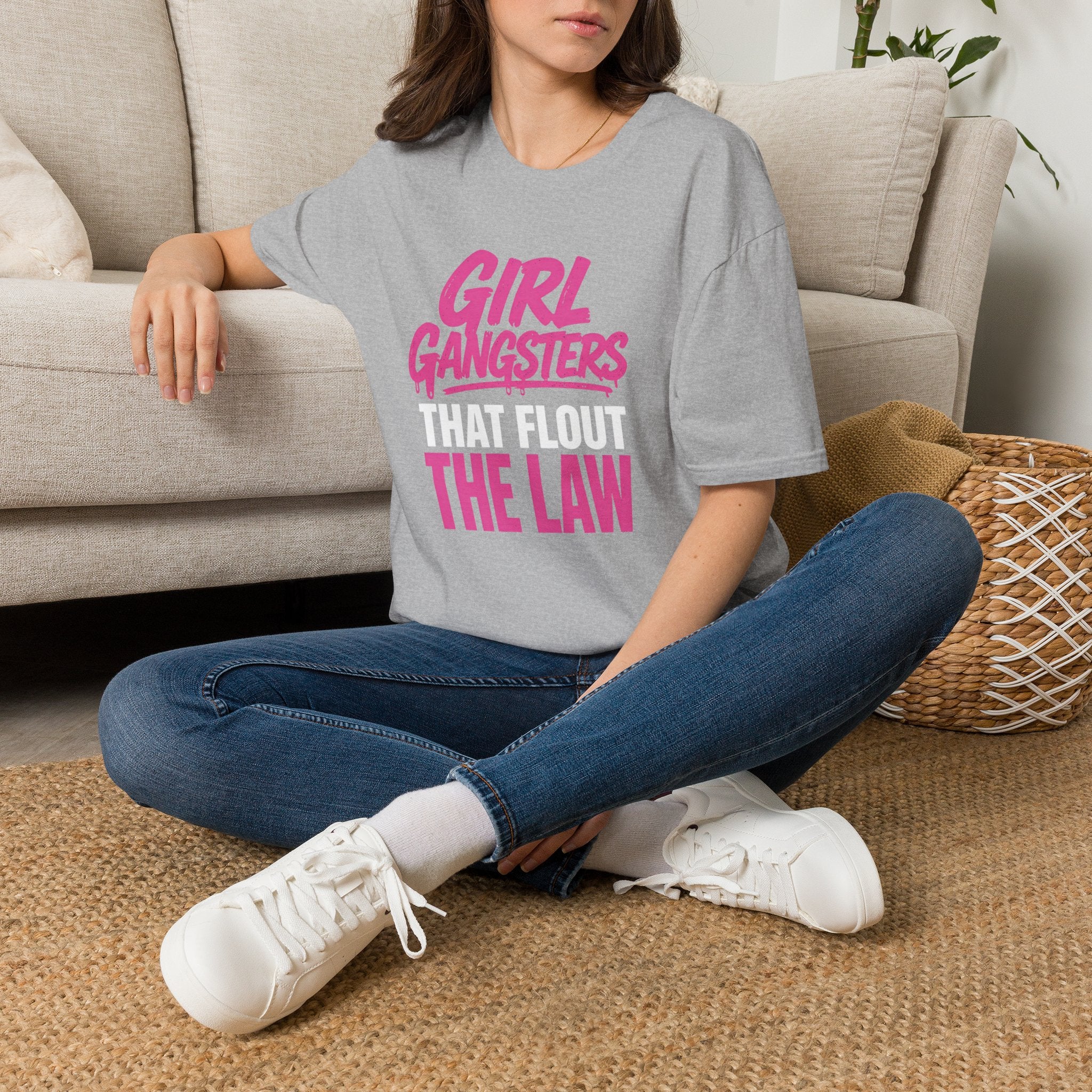 Girl Gangsters That Flout The Law Shirt | Feminist Graphic Tee | Bad Girl Energy | Hot Pink Streetwear | Women’s Empowerment T-Shirt | Gift For Her
