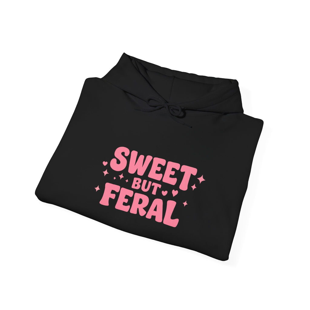 Hoodie — "Sweet But Feral" Pink Graphic Pullover