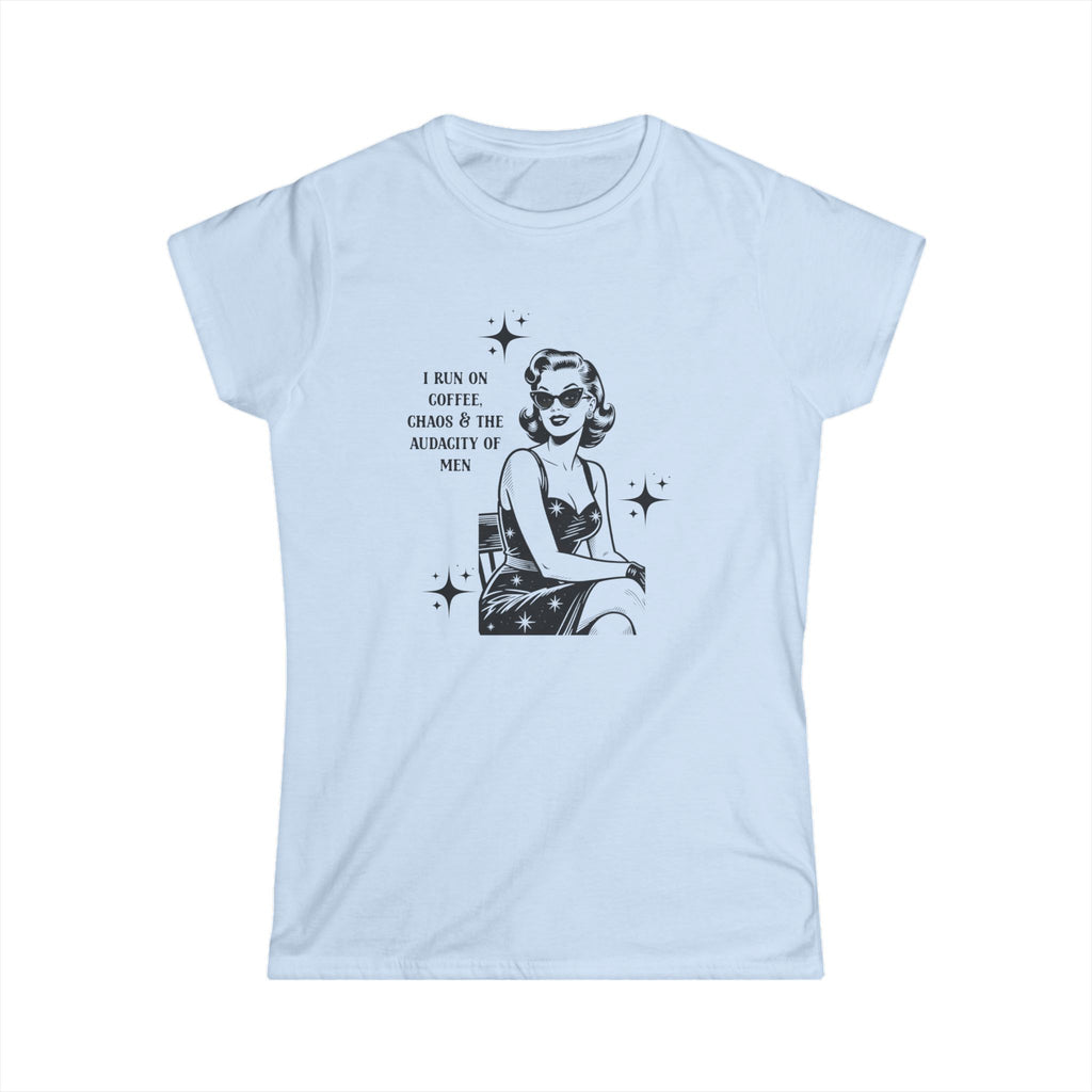 Retro “I run on coffee, chaos & the audacity of men” Women's Tee