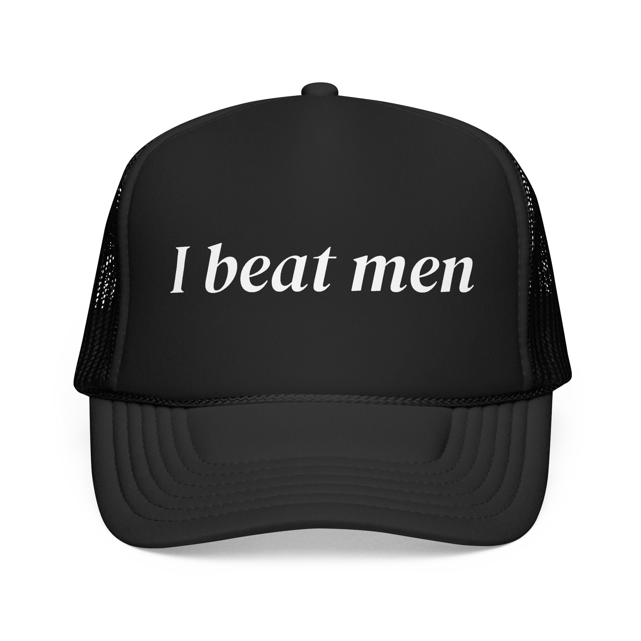 “I Beat Men” Trucker Hat | Feminist Snapback | Funny Sarcastic Hat for Women | Glitter and Rage