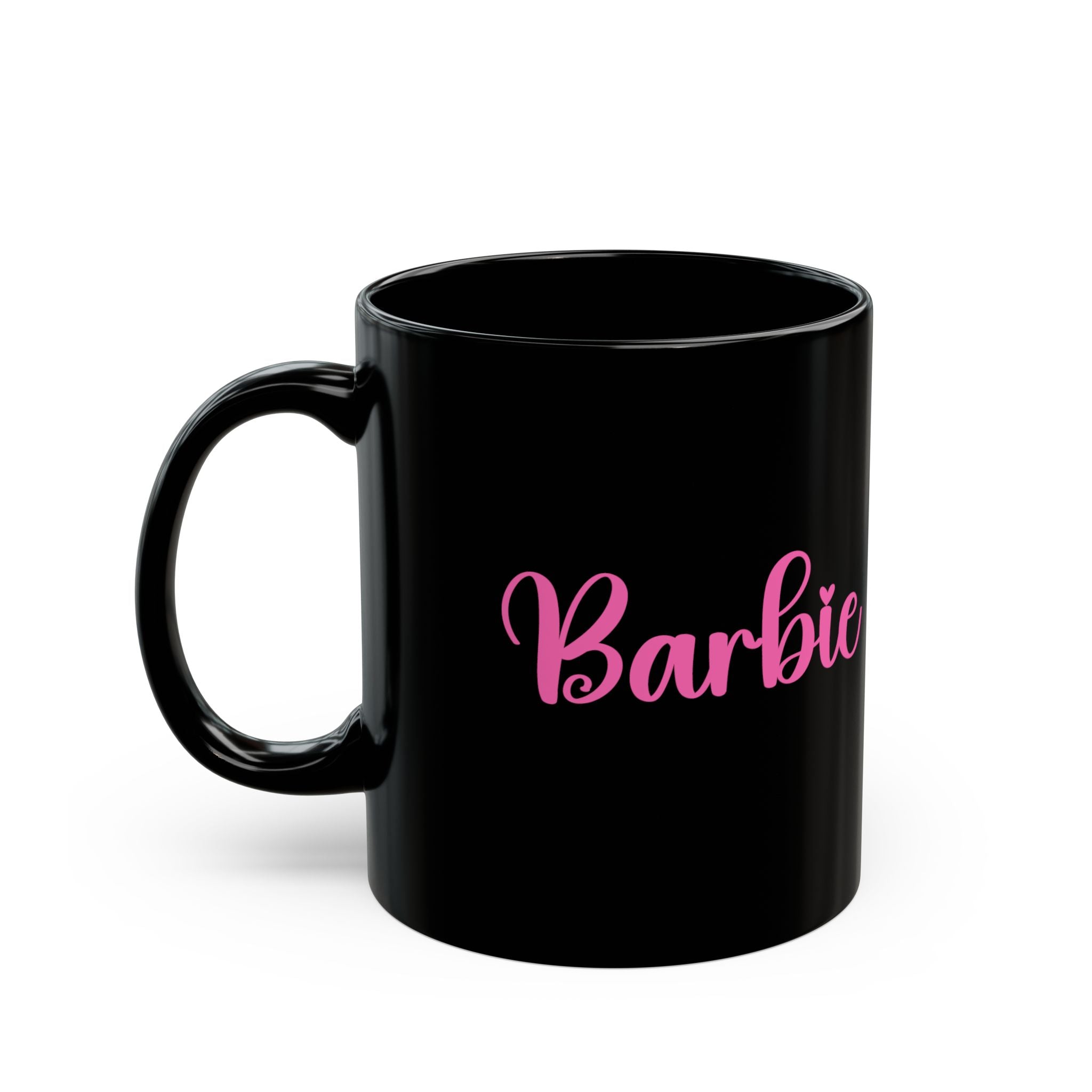 Custom name Black Heart Mug — Pink Hearts Accent Ceramic Coffee Cup (11oz/15oz)
