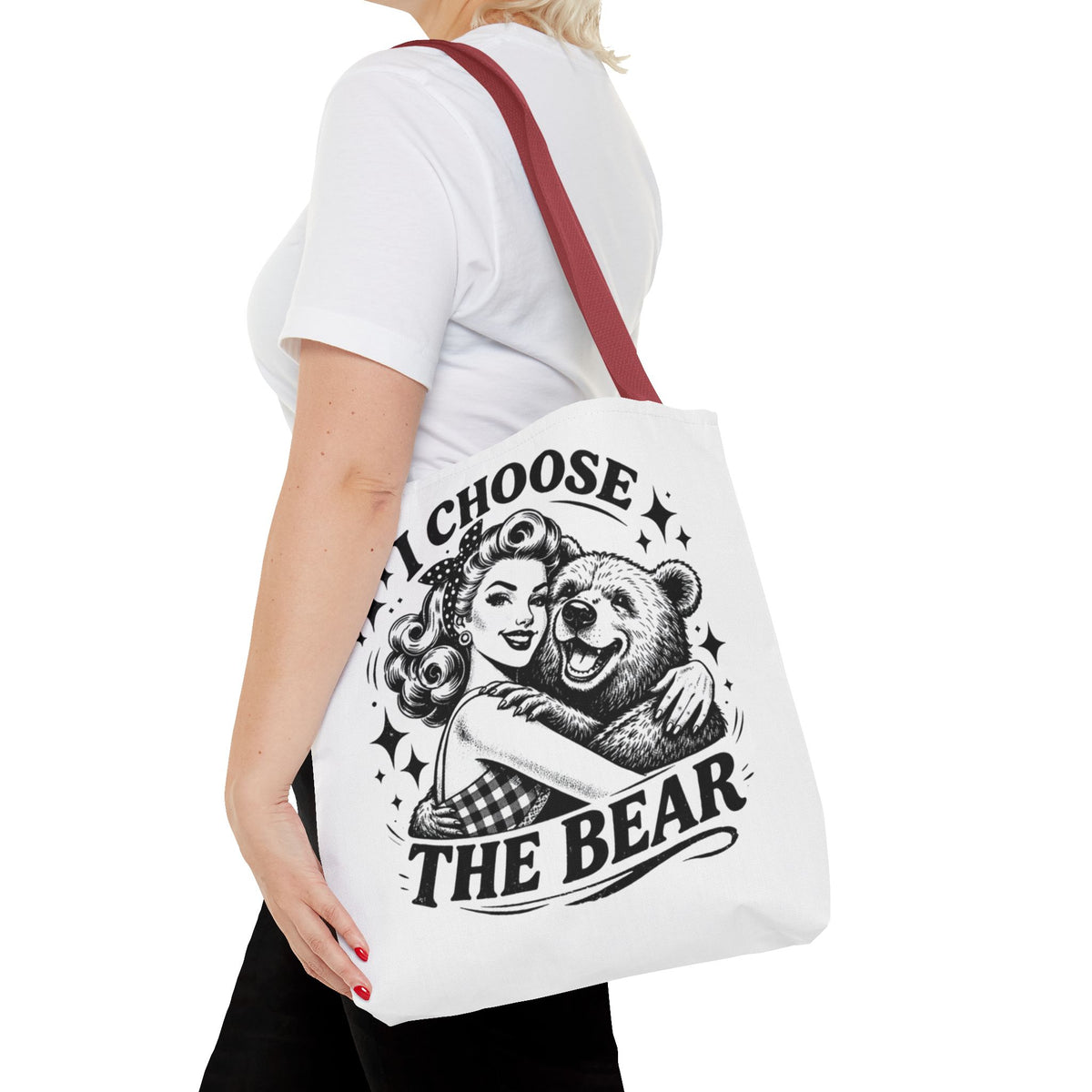 I Choose The Bear Retro Graphic Tote Bag