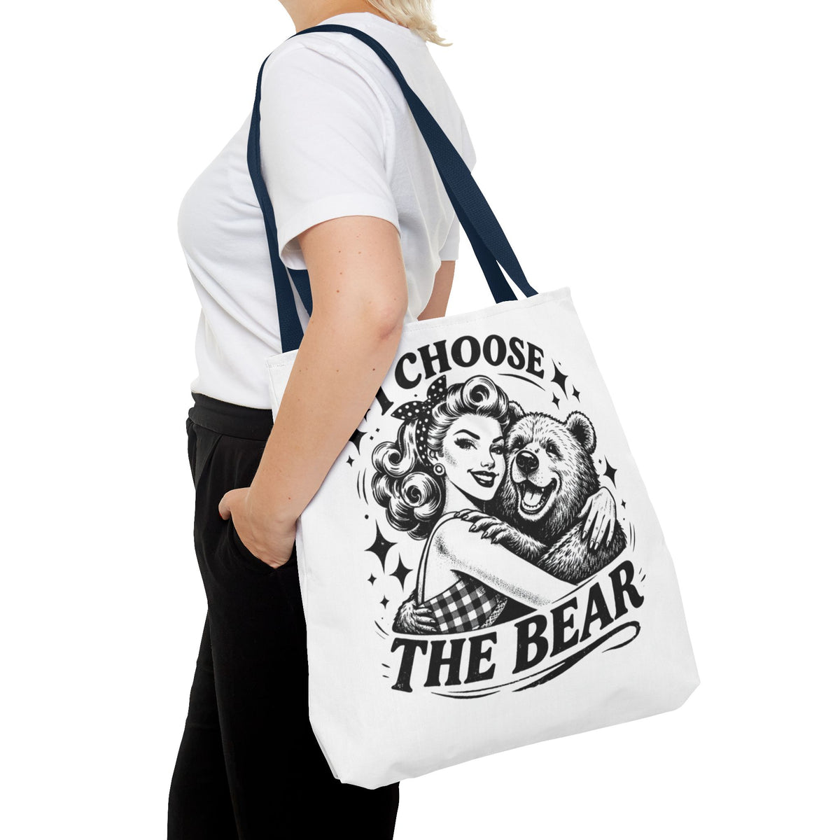 I Choose The Bear Retro Graphic Tote Bag