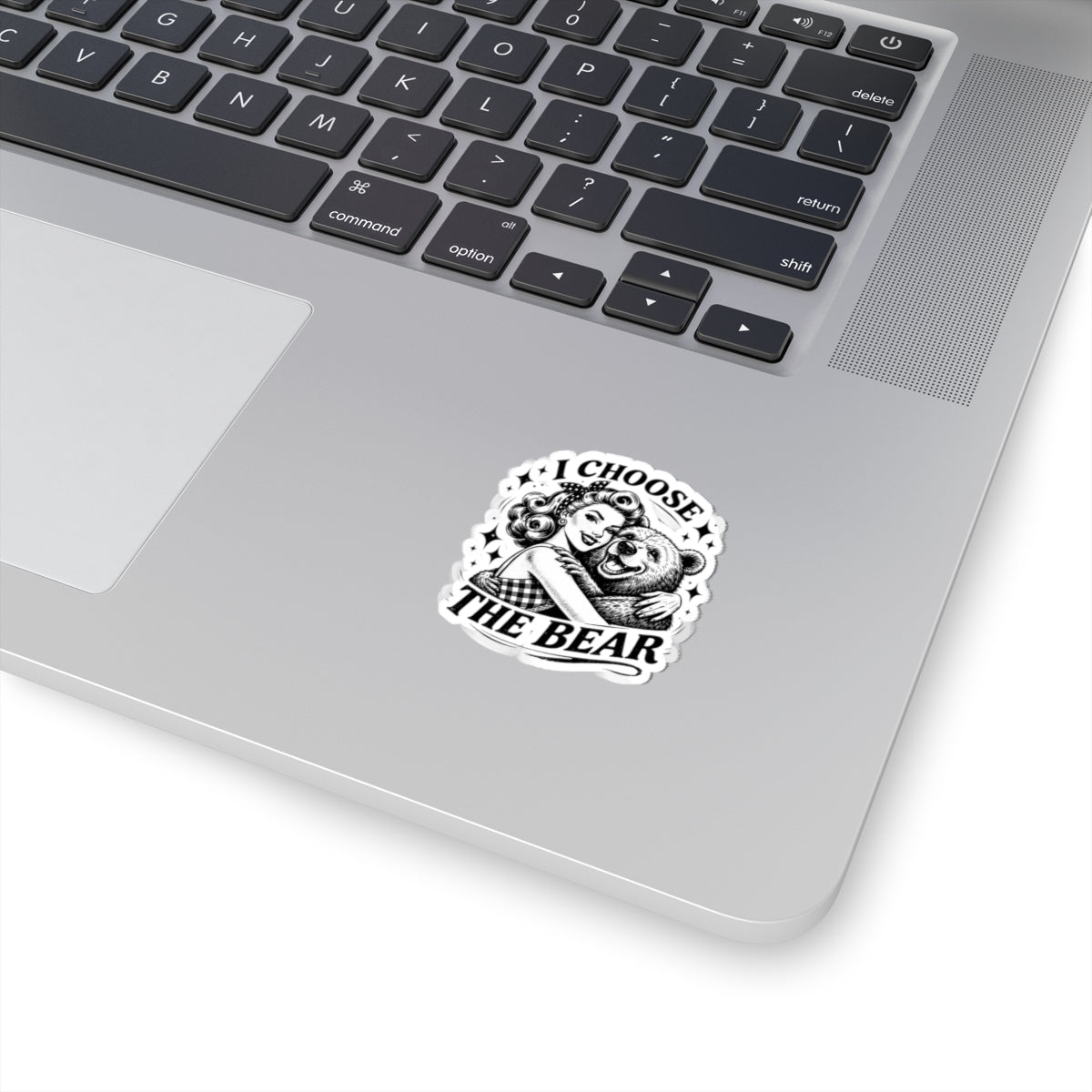 I Choose The Bear Kiss-Cut Sticker — Retro Pinup Hug Design