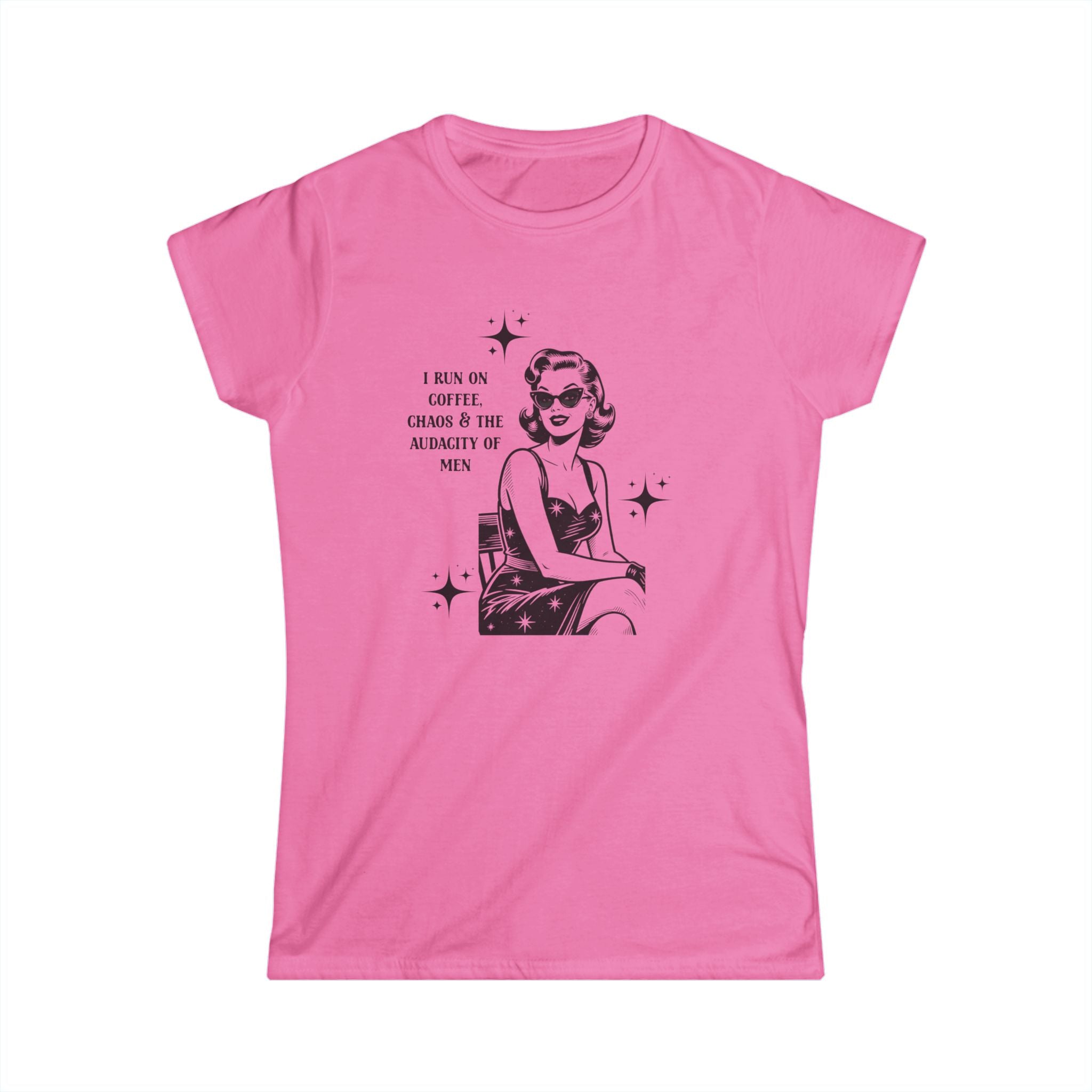 Retro “I run on coffee, chaos & the audacity of men” Women's Tee