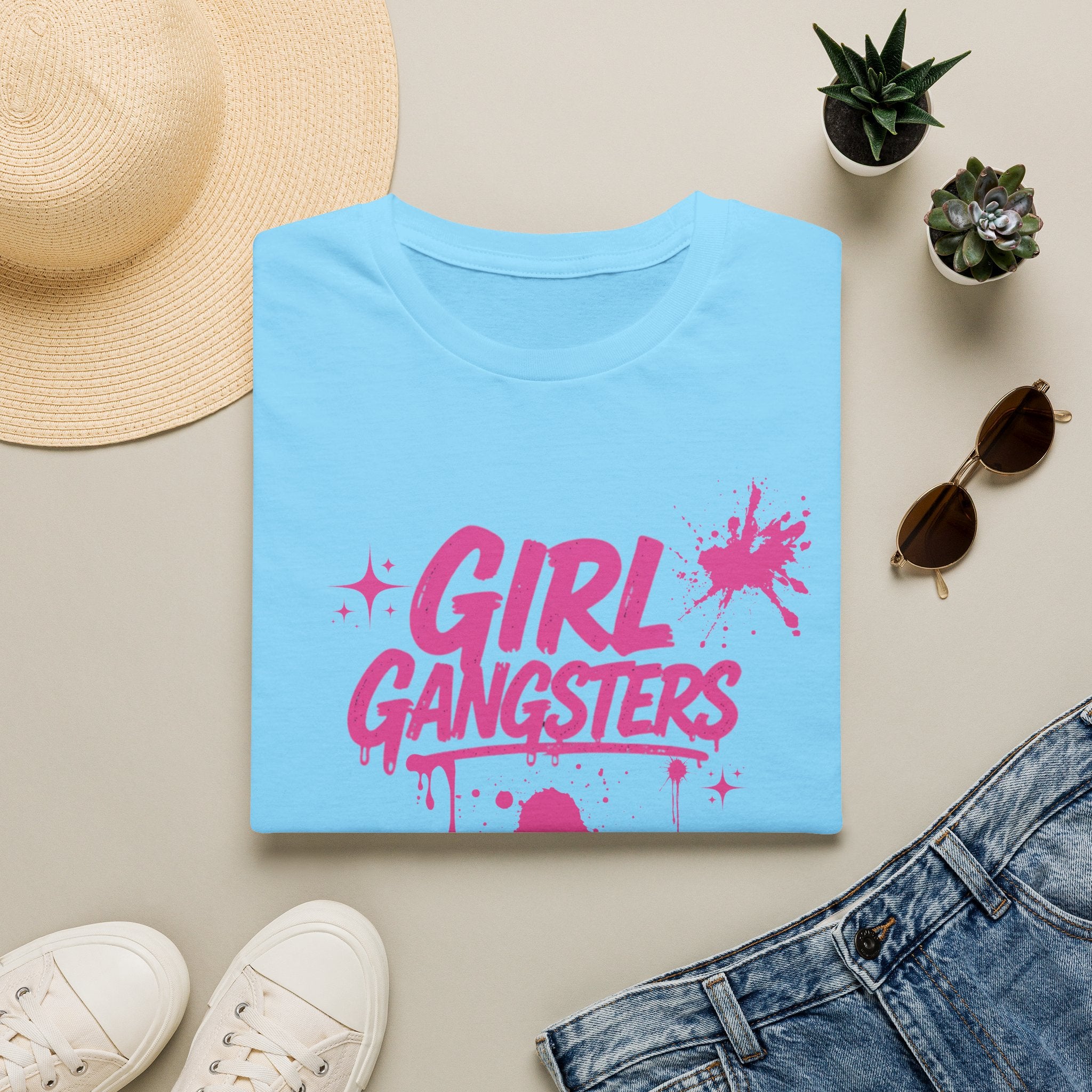 Girl Gangsters Graphic Tee | Hot Pink Graffiti Drip T-Shirt | Glitter N Rage