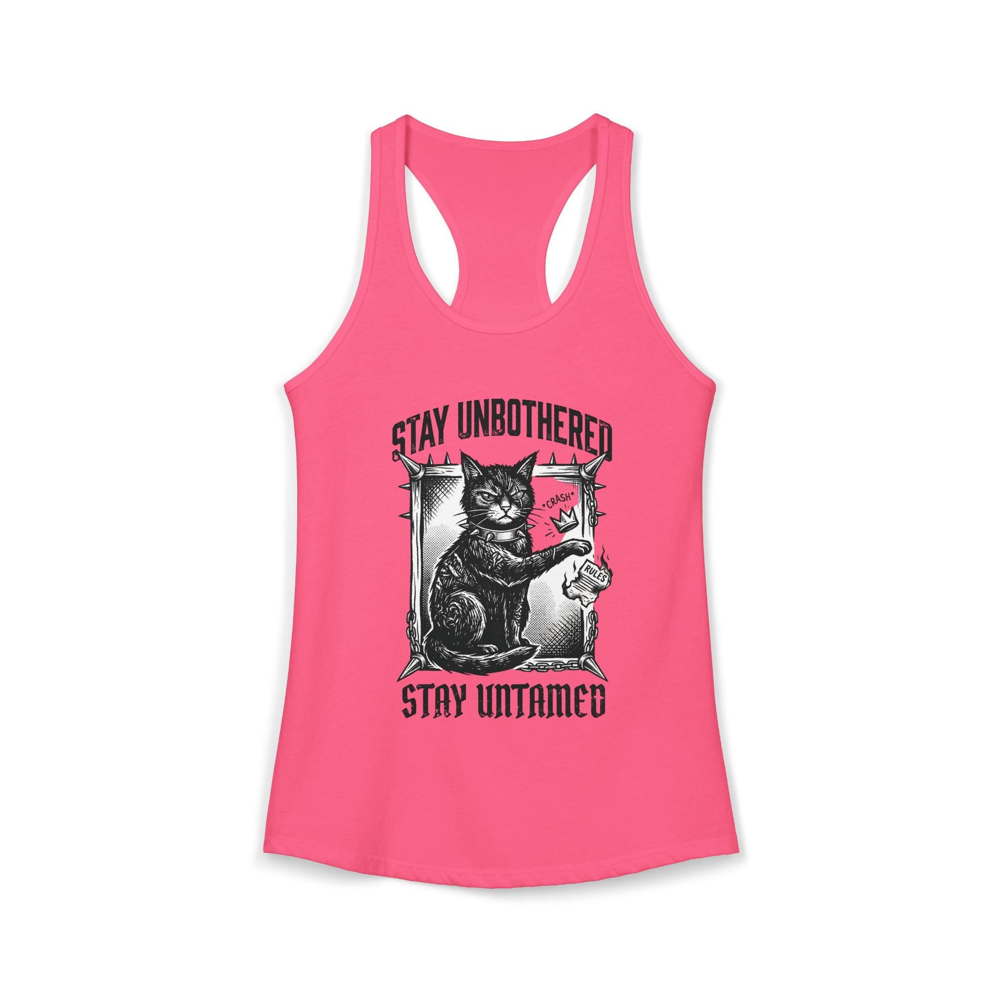 Stay Unbothered Stay Untamed Black Cat Tank Top | Edgy Cat Shirt | Unapologetic Women’s Tank | Dark Aesthetic Cat Tee | Glitter and Rage