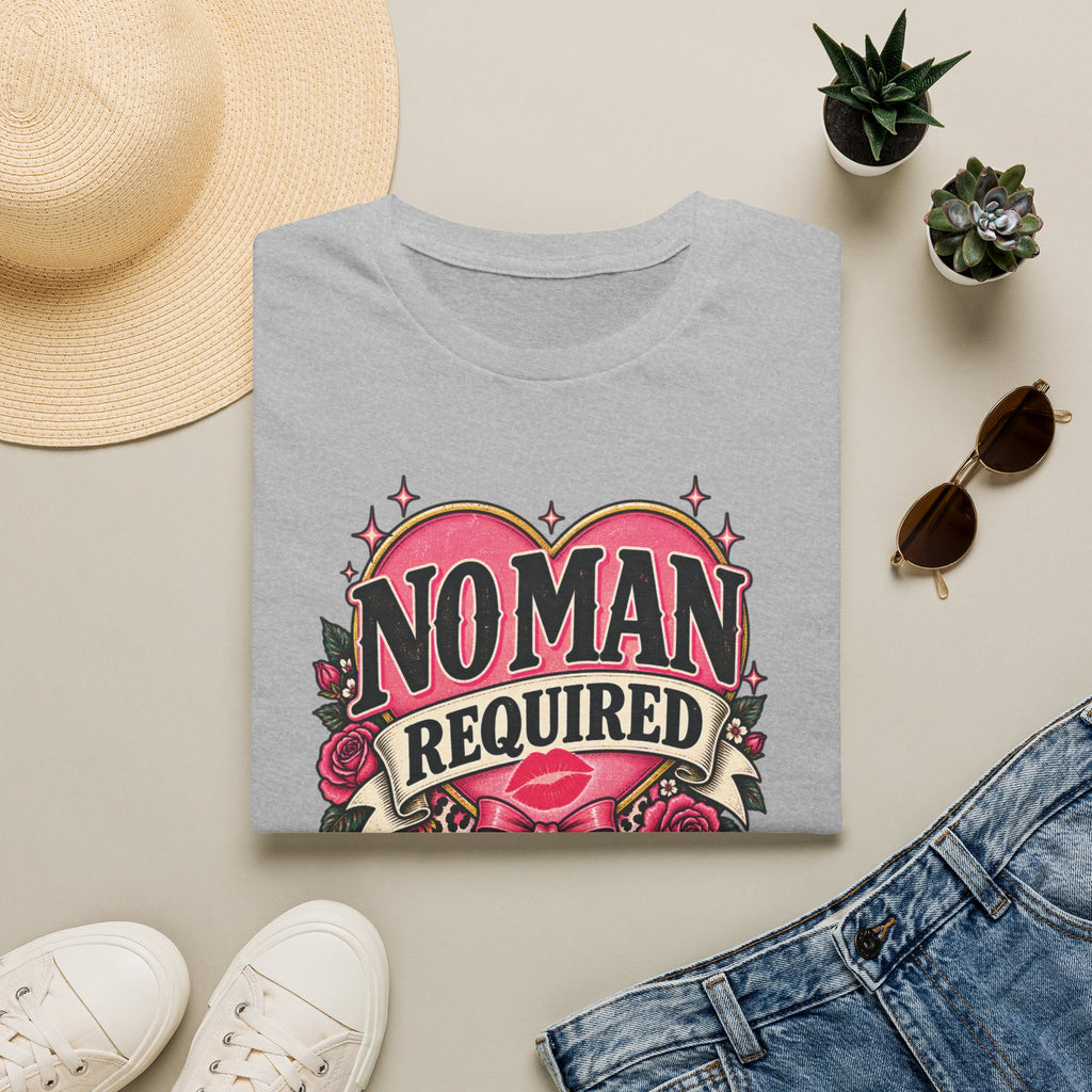 “No Man Required” Assembly Complete Feminist Tee | Sarcastic Vintage-Style Graphic T-Shirt