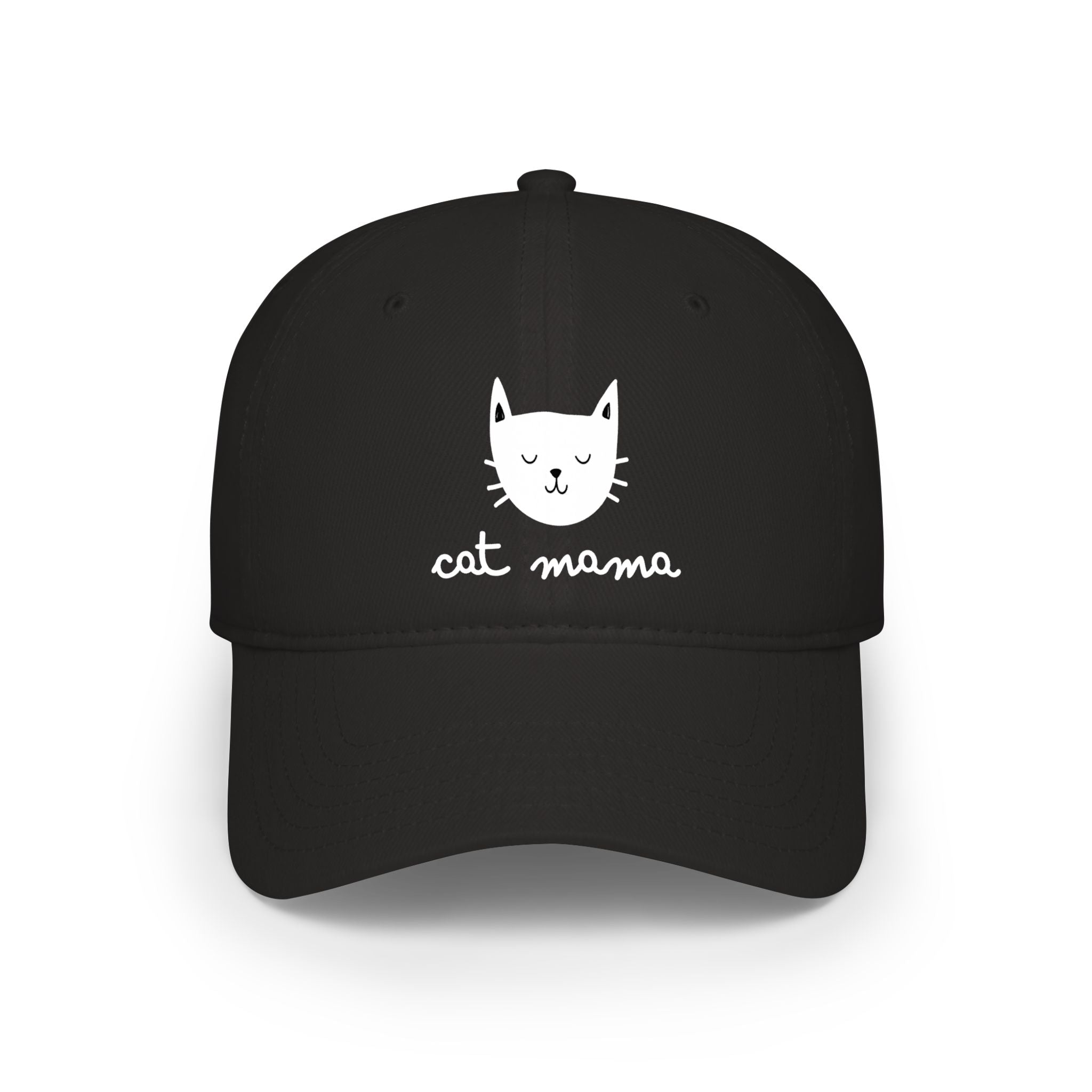 Cat Mama Baseball Cap — Cute Cat Face Embroidered Low Profile Hat