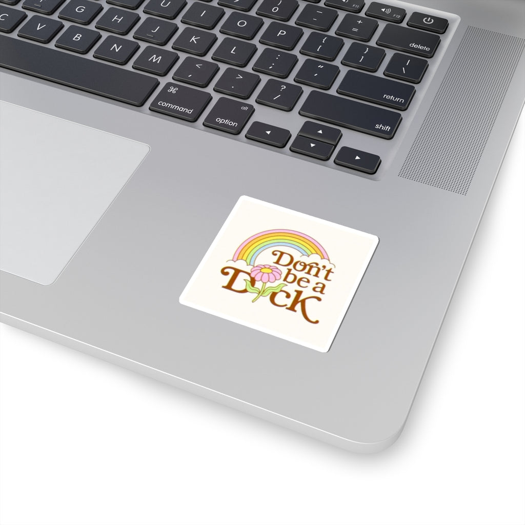 Don’t Be a Dick Retro Rainbow Sticker — Funny Cute Laptop Kiss-Cut Sticker