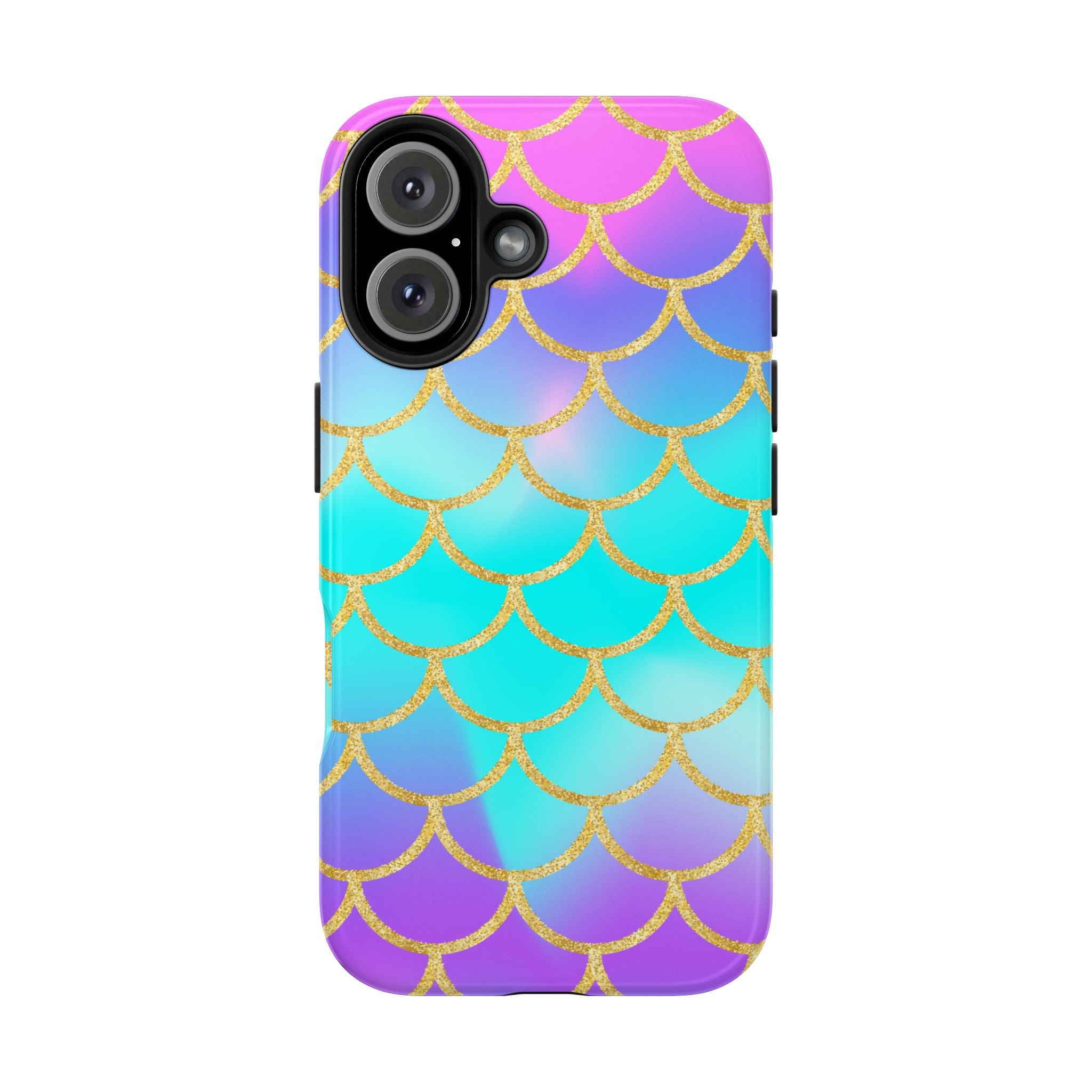 Mermaid Scale Tough Phone Case — Iridescent Aqua Purple with Gold Accent