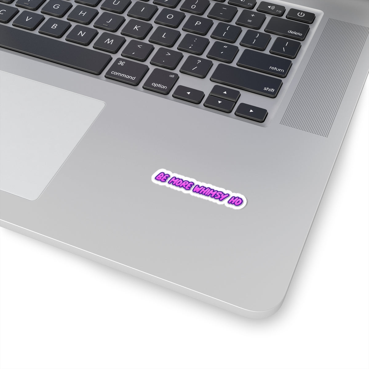 Be More Whimsy Ho Sticker — Funny Pink Retro Script Kiss-Cut Sticker for Laptops & Journals
