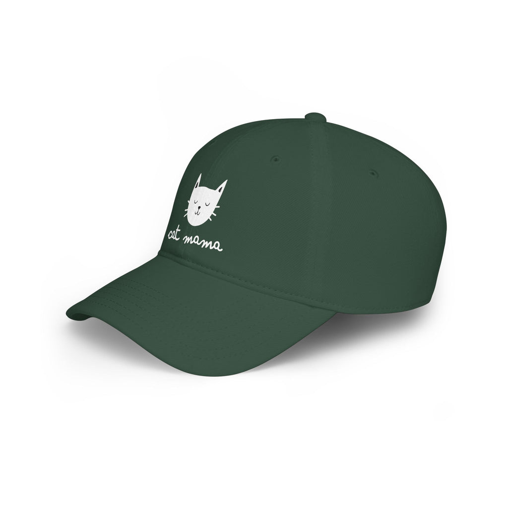 Cat Mama Baseball Cap — Cute Cat Face Embroidered Low Profile Hat