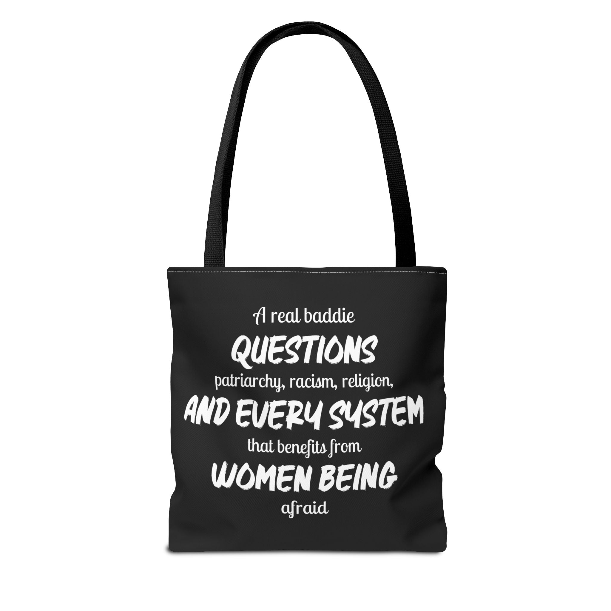 A Real Baddie Tote Bag | Feminist Statement Bag | Smart Girl Aesthetic Canvas Tote
