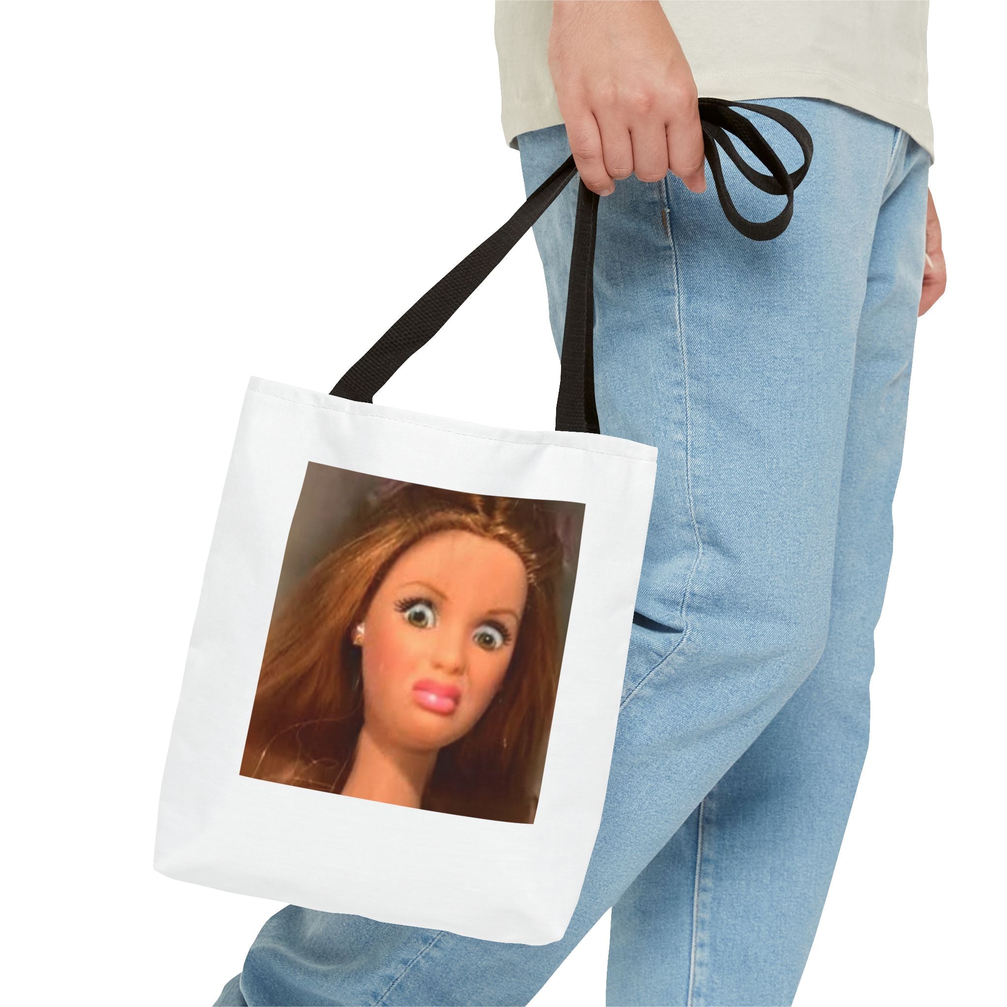 Tote Bag — Funny Shocked Doll Face Printed Cotton Tote