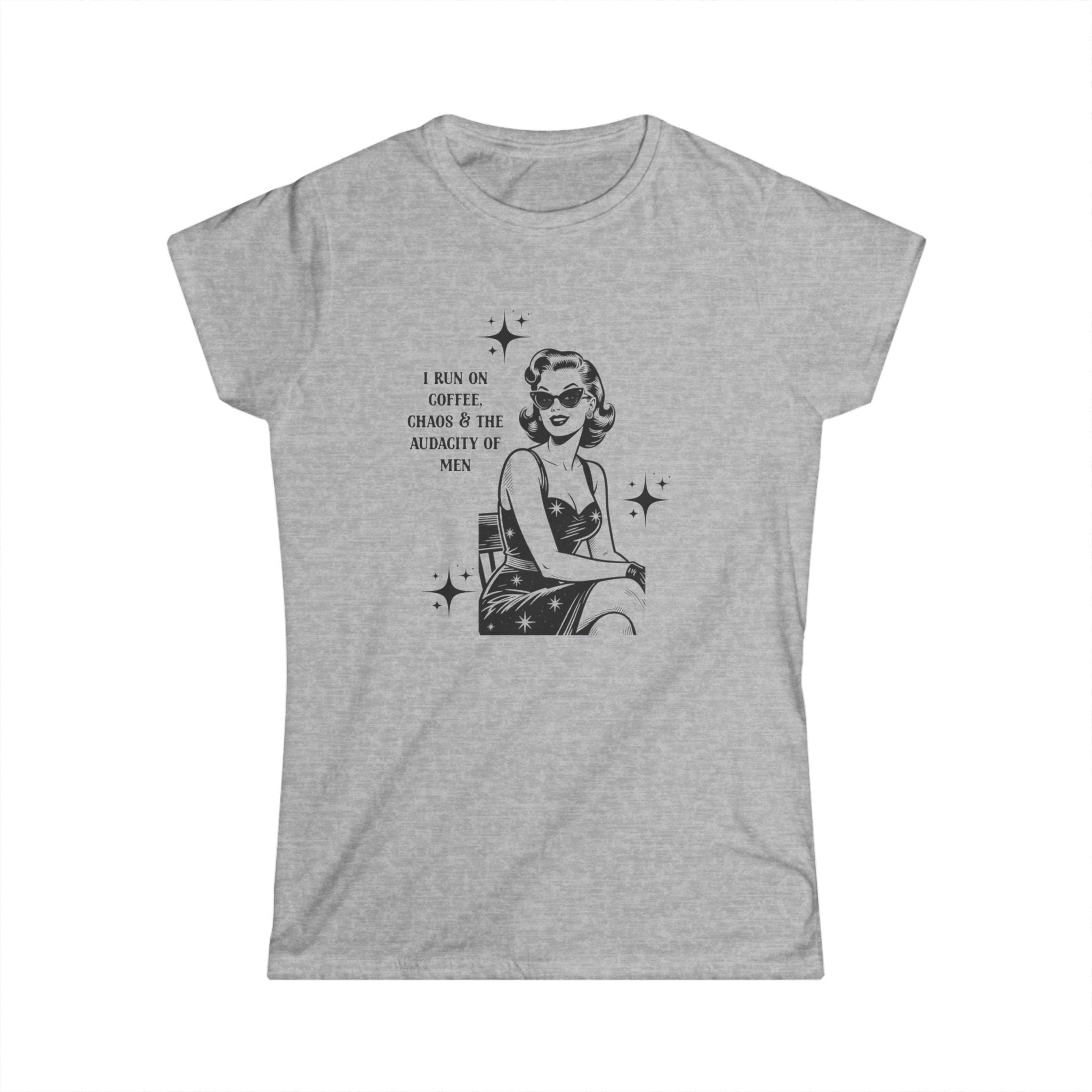 Retro “I run on coffee, chaos & the audacity of men” Women's Tee