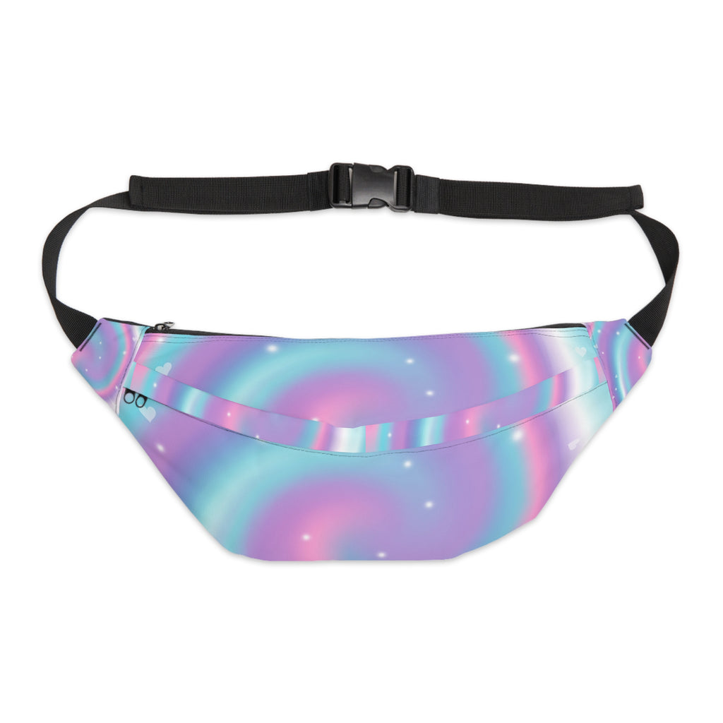 Holographic Swirl Large Fanny Pack — Pastel Galaxy Waist Bag
