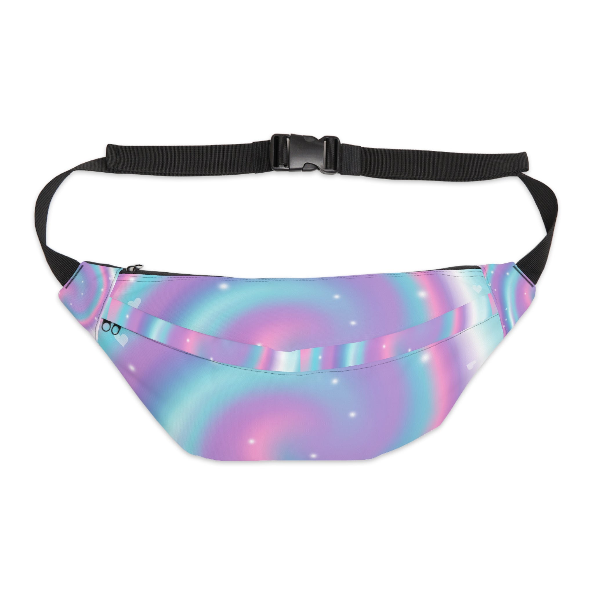 Holographic Swirl Large Fanny Pack — Pastel Galaxy Waist Bag
