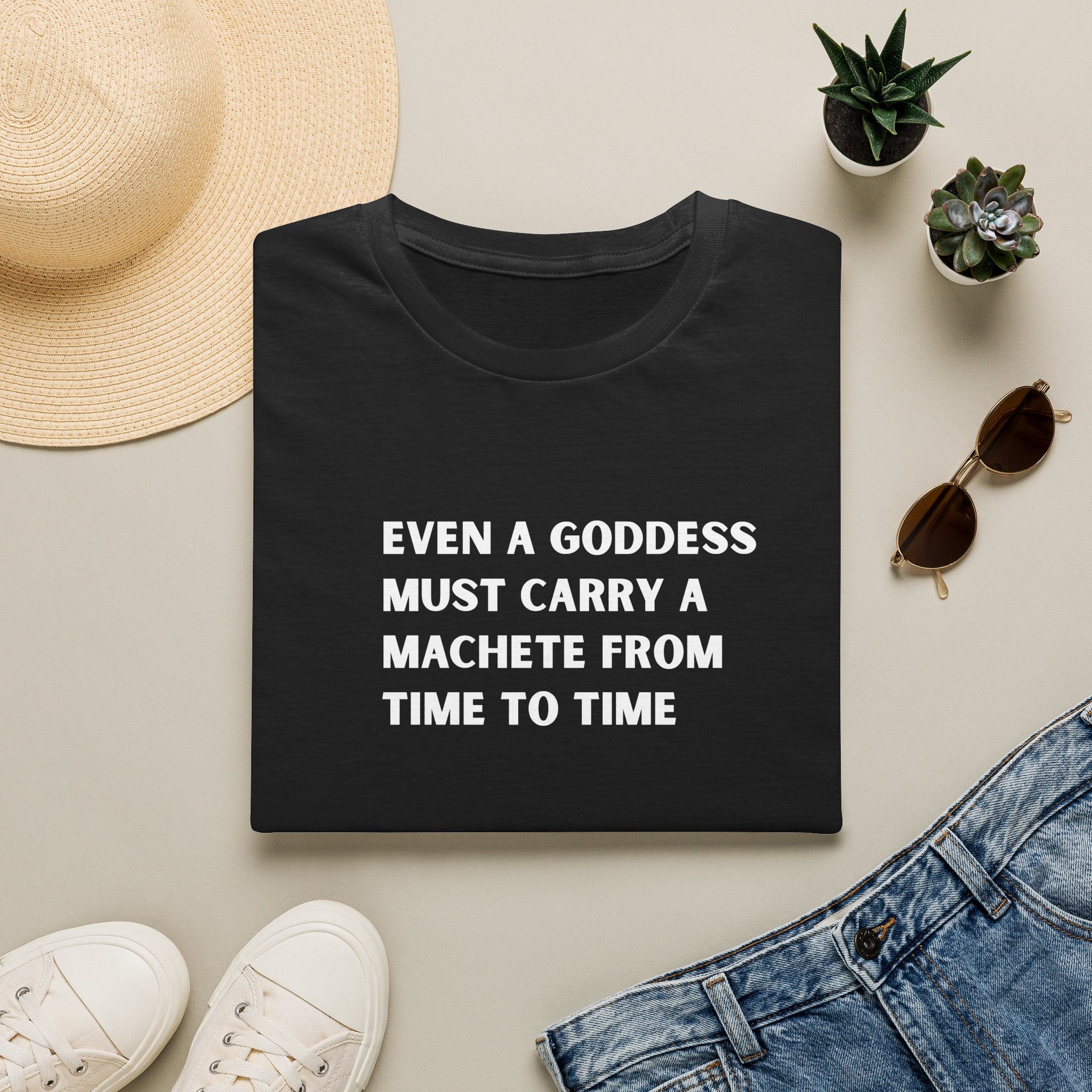 Even A Goddess Must Carry A Machete Feminist Graphic Tee | Women’s Empowerment Shirt | Funny Feminist Gift