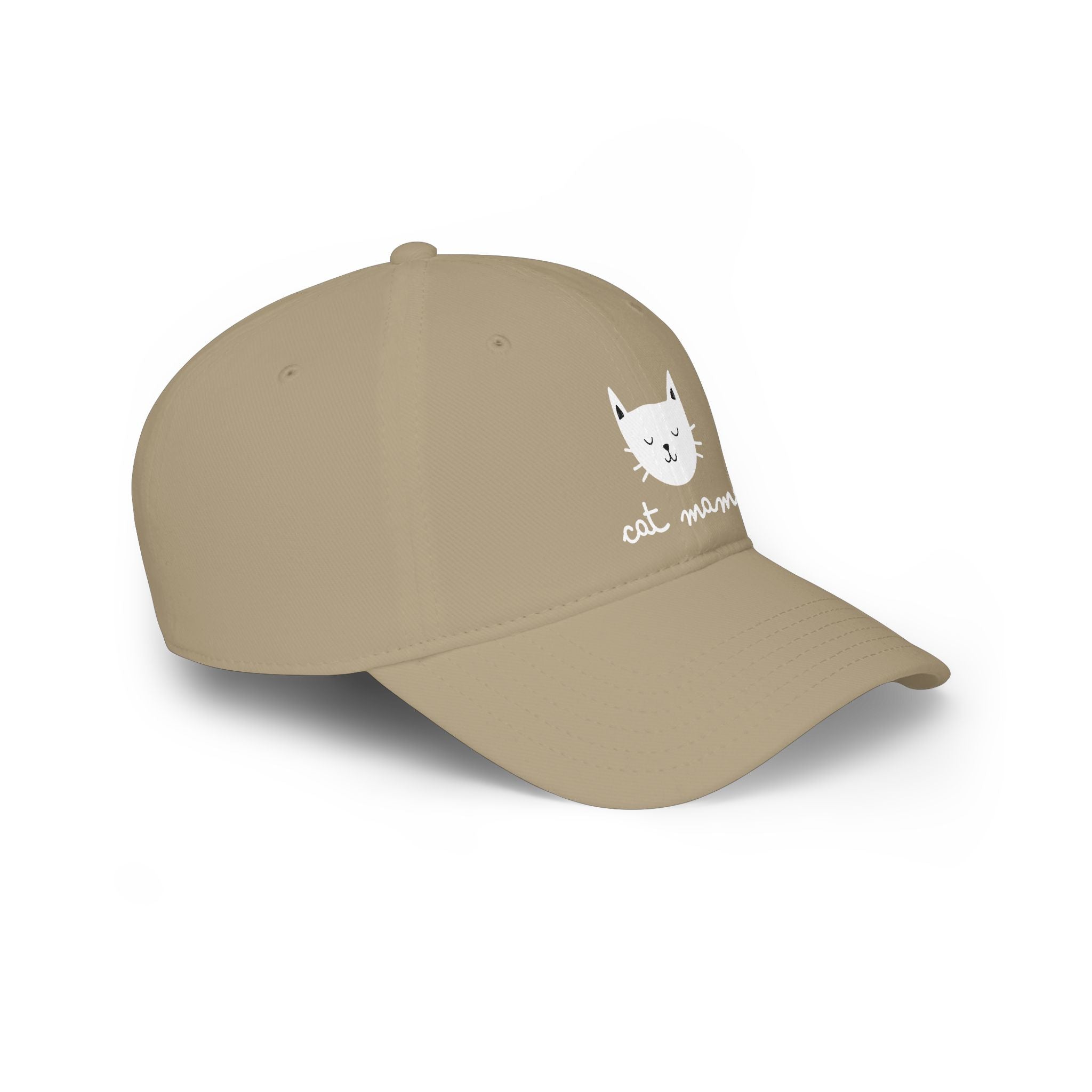 Cat Mama Baseball Cap — Cute Cat Face Embroidered Low Profile Hat