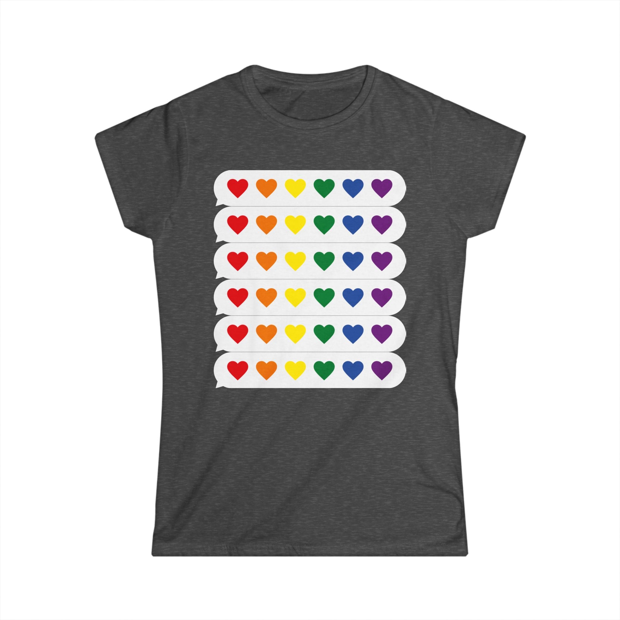 Rainbow Heart Grid Tee — LGBTQ+ Pride Women's T-Shirt