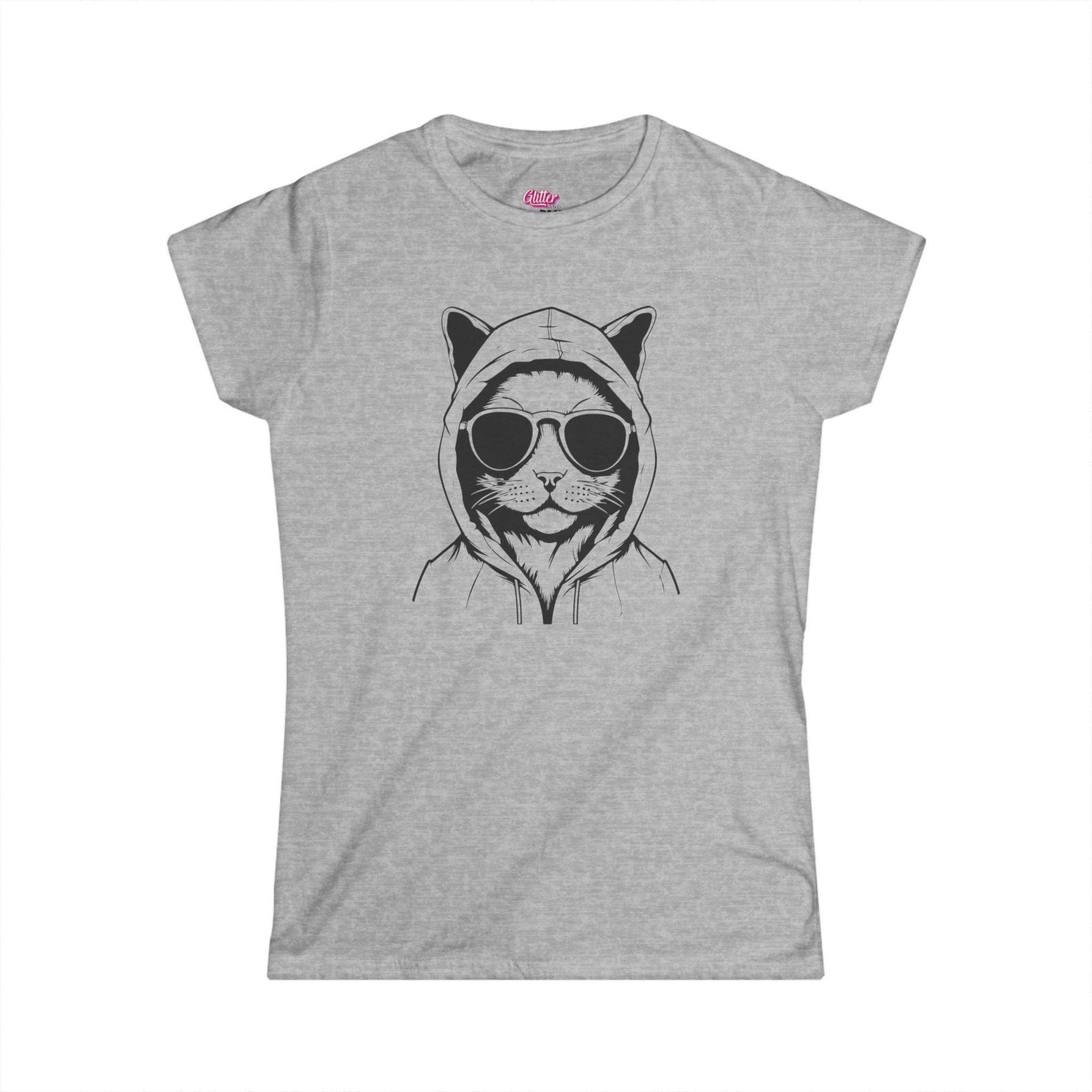 Cat in Hoodie Tee — Cool Cat Graphic Women's T-Shirt