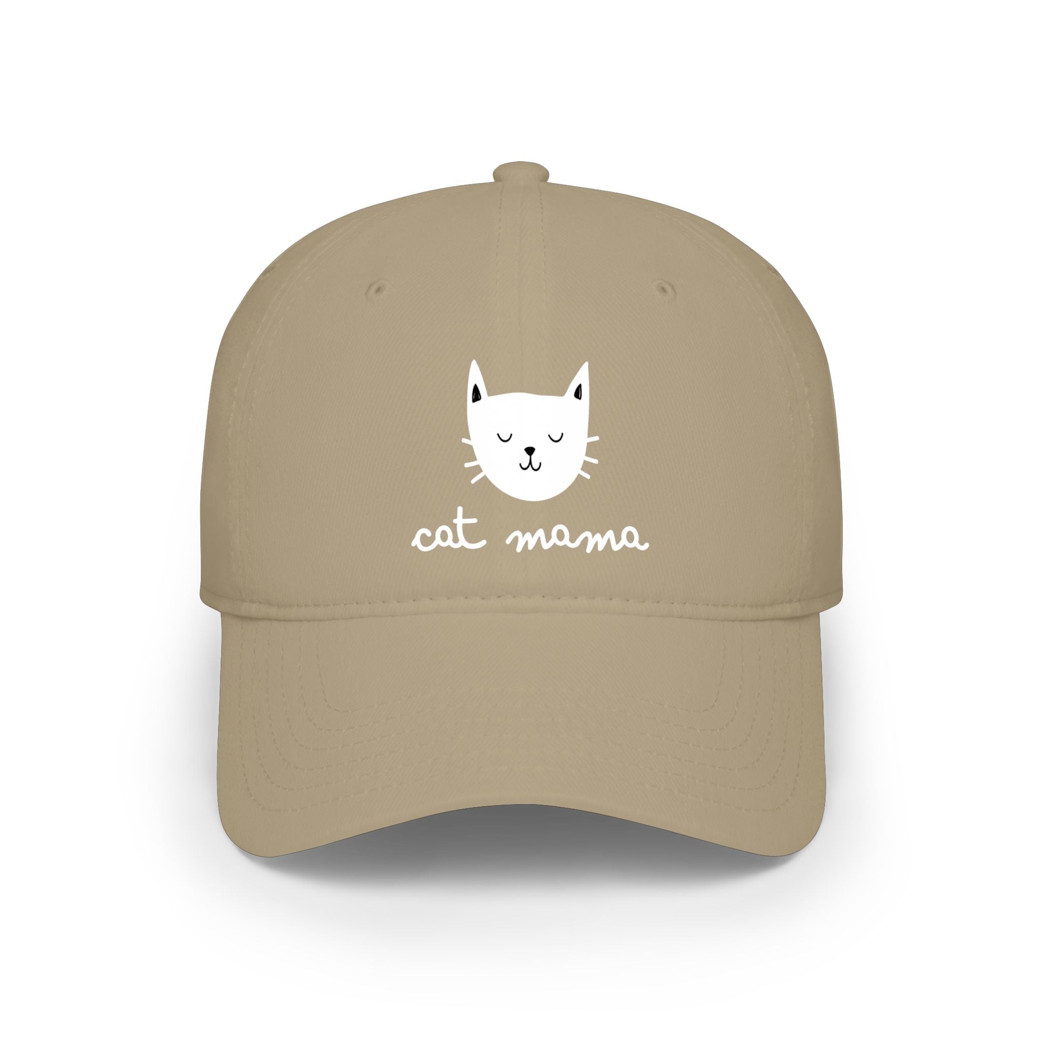 Cat Mama Baseball Cap — Cute Cat Face Embroidered Low Profile Hat