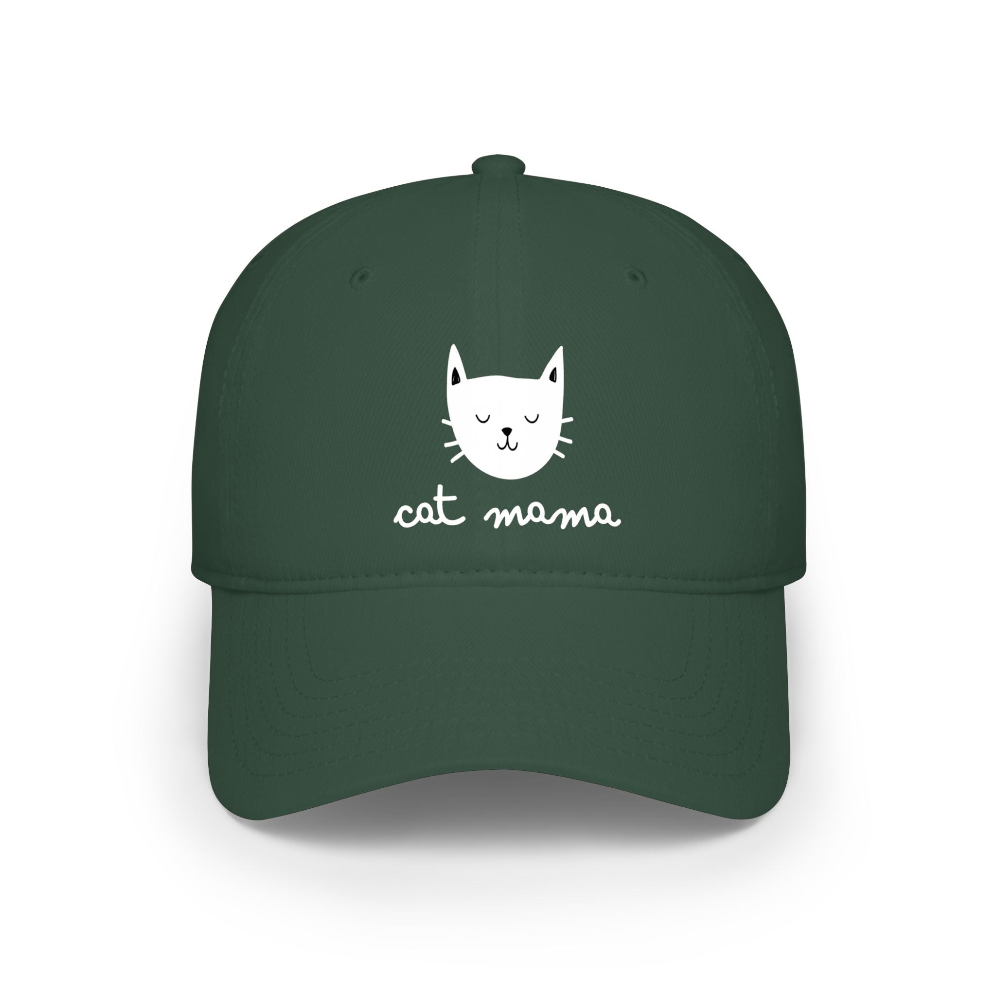Cat Mama Baseball Cap — Cute Cat Face Embroidered Low Profile Hat