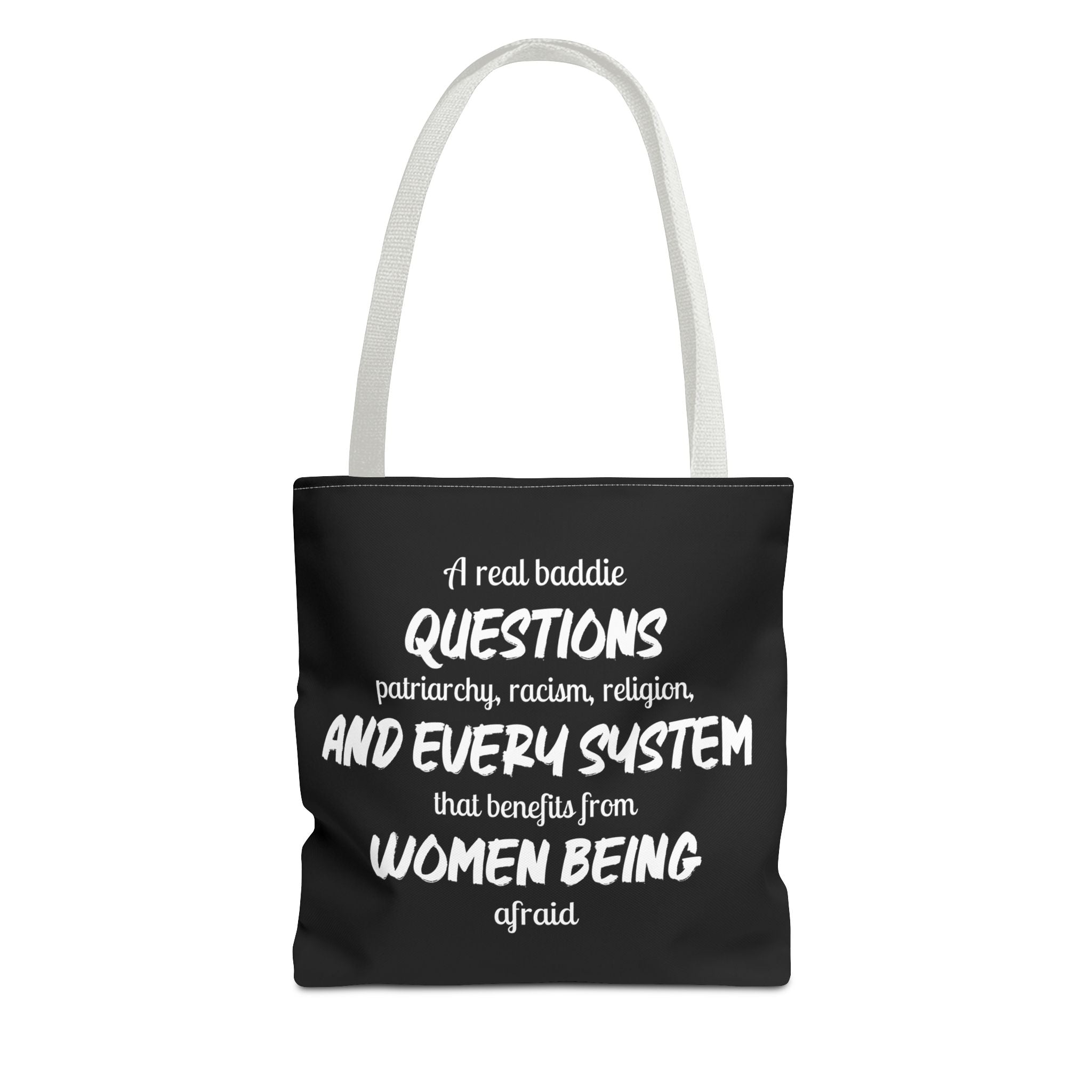 A Real Baddie Tote Bag | Feminist Statement Bag | Smart Girl Aesthetic Canvas Tote