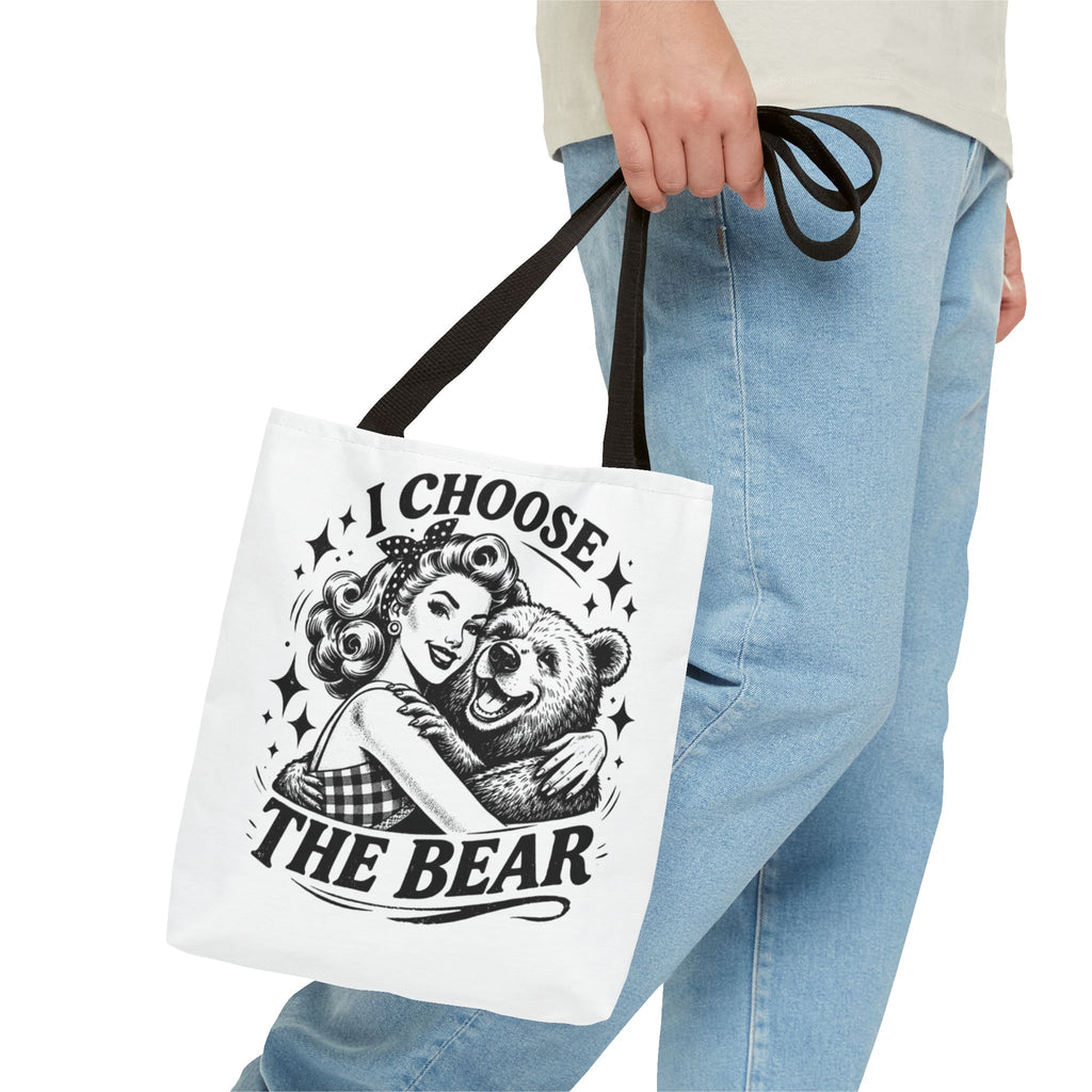 I Choose The Bear Retro Graphic Tote Bag