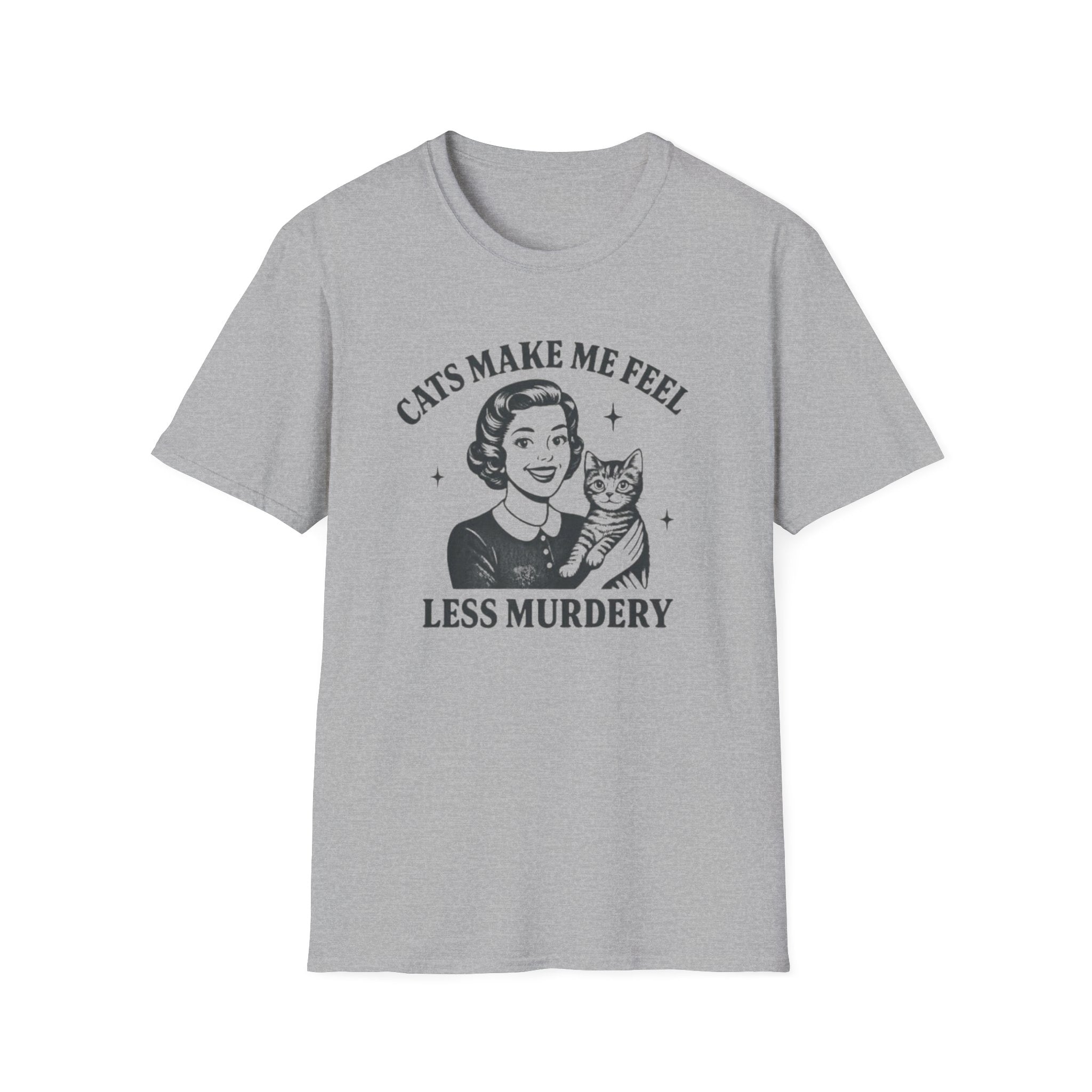 Cat Lover T-Shirt — “Cats Make Me Feel Less Murdery” Vintage Retro Tee