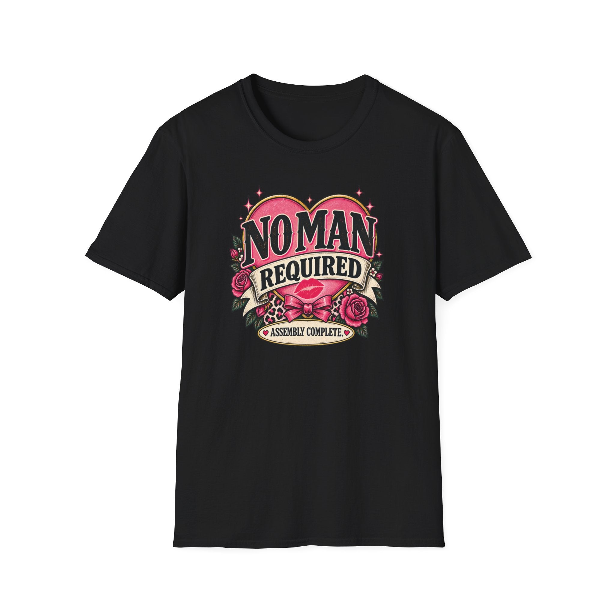 “No Man Required” Assembly Complete Feminist Tee | Sarcastic Vintage-Style Graphic T-Shirt