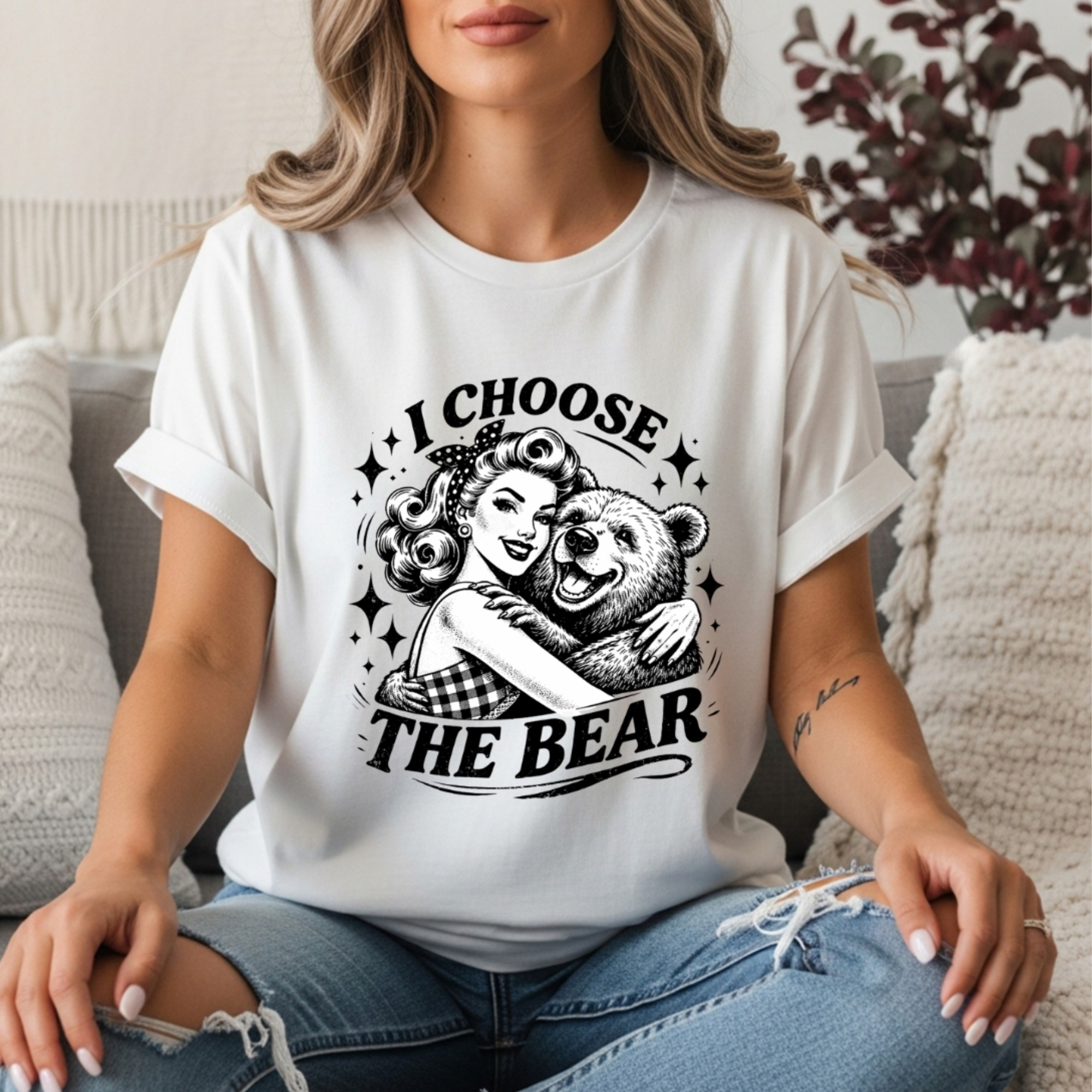 Feminist I choose the bear t shirt with woman and bear image