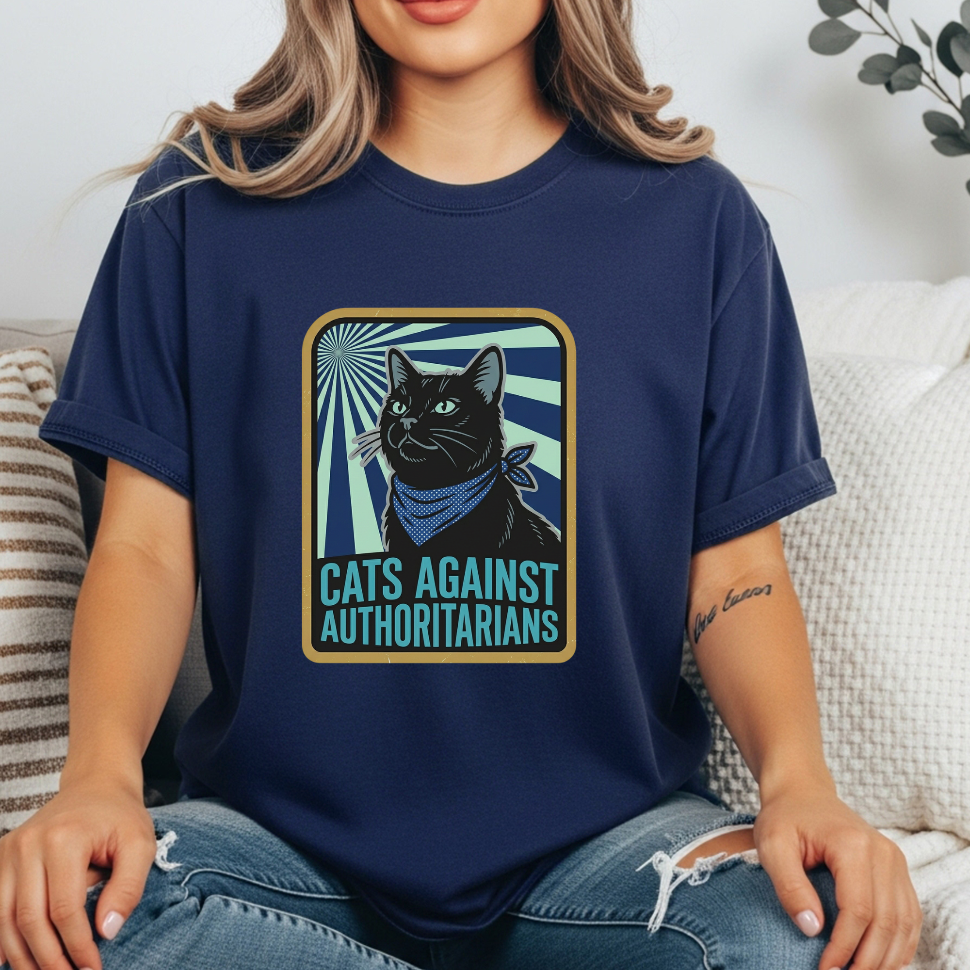 Cats Against Authoritarians Shirt | Political Black Cat Tee | Funny Anti Authoritarian Shirt | Political Protest T-Shirt | Cat Lover Political Gift