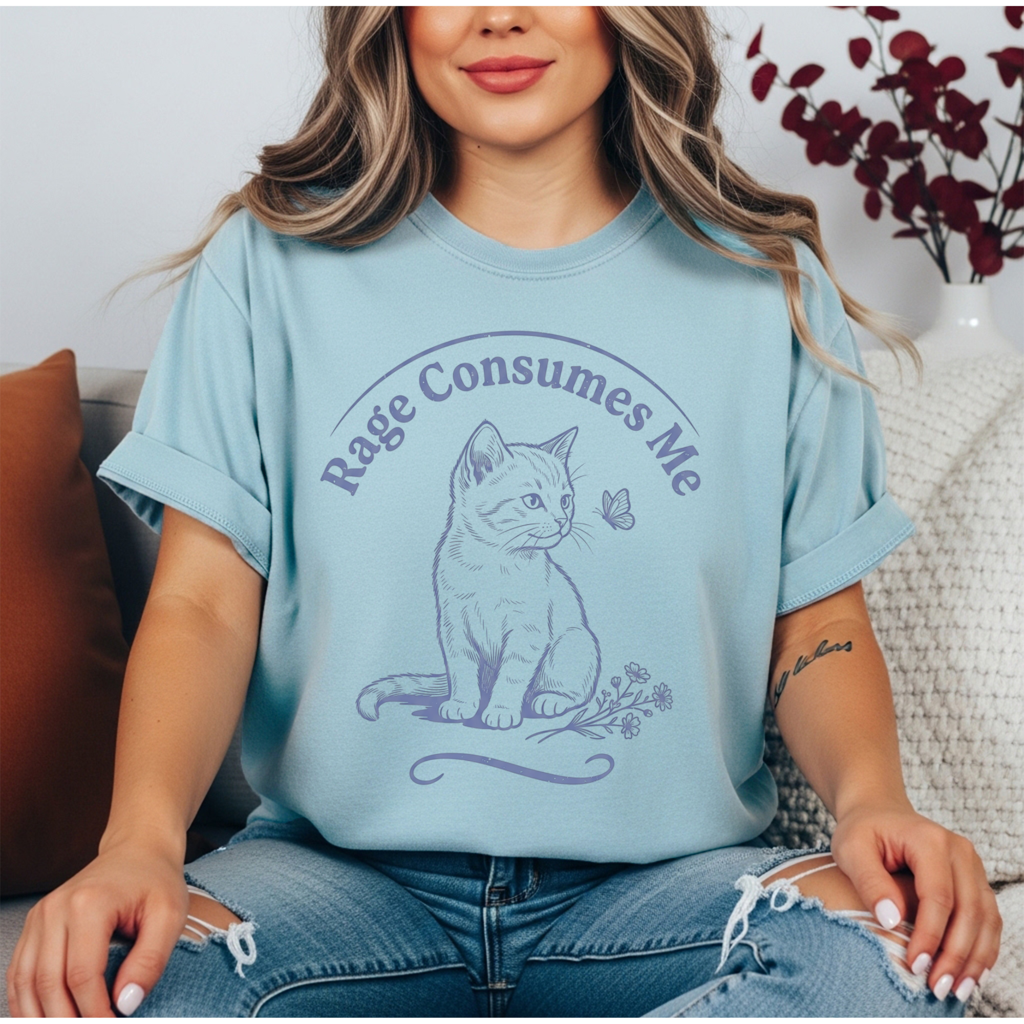 Rage Consumes Me Cat Shirt | Funny Angry Cat Tee | Cute But Unhinged | Sarcastic Cat Lover Gift