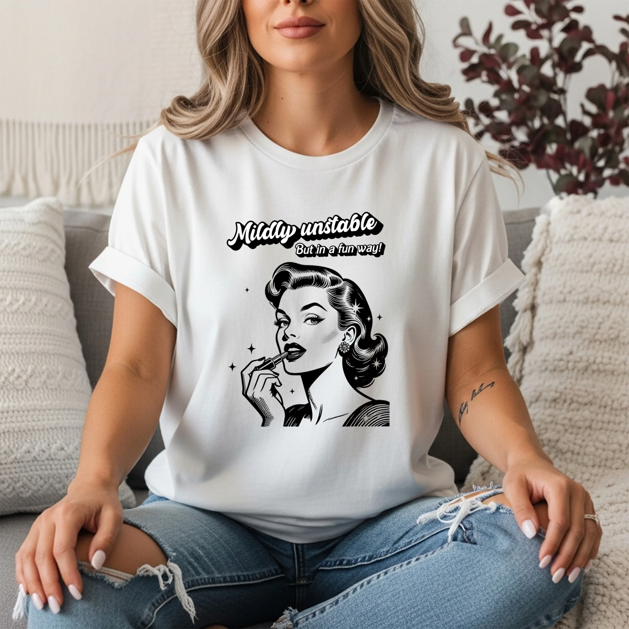 Mildly Unstable Retro Pinup Women's T-Shirt — Vintage Graphic Tee