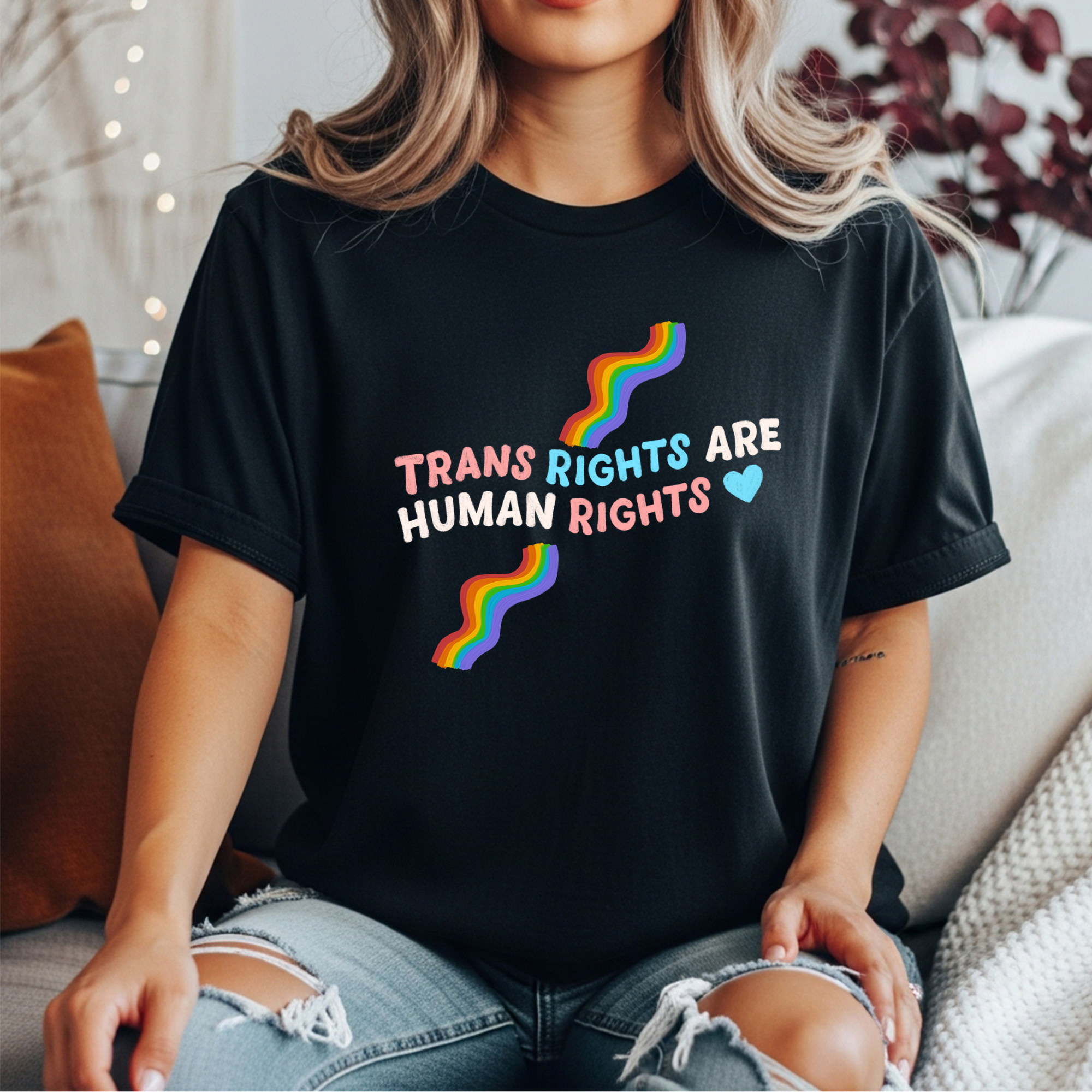 Trans Rights Are Human Rights T-Shirt — Pride Rainbow Activist Tee
