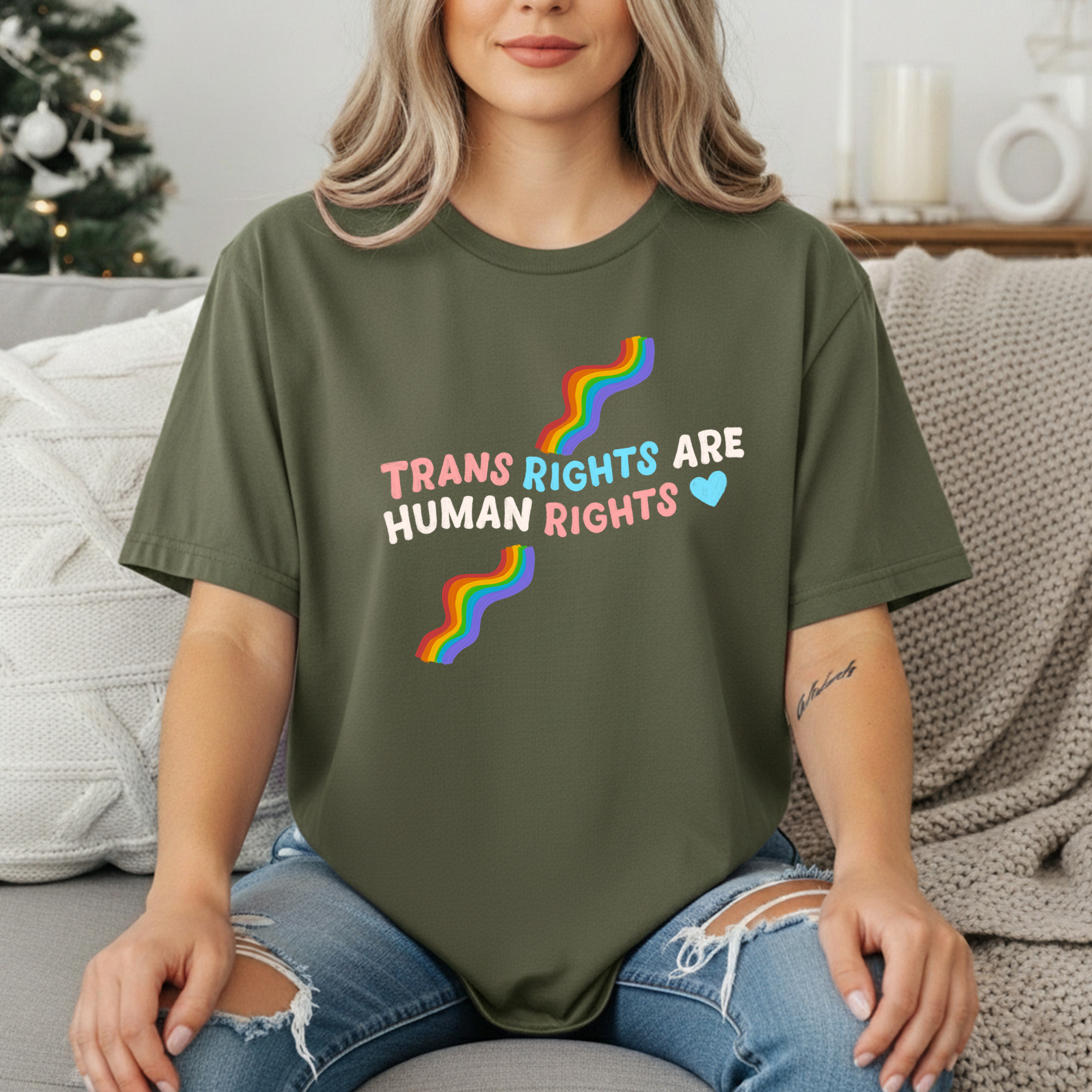 Trans Rights Are Human Rights T-Shirt — Pride Rainbow Activist Tee