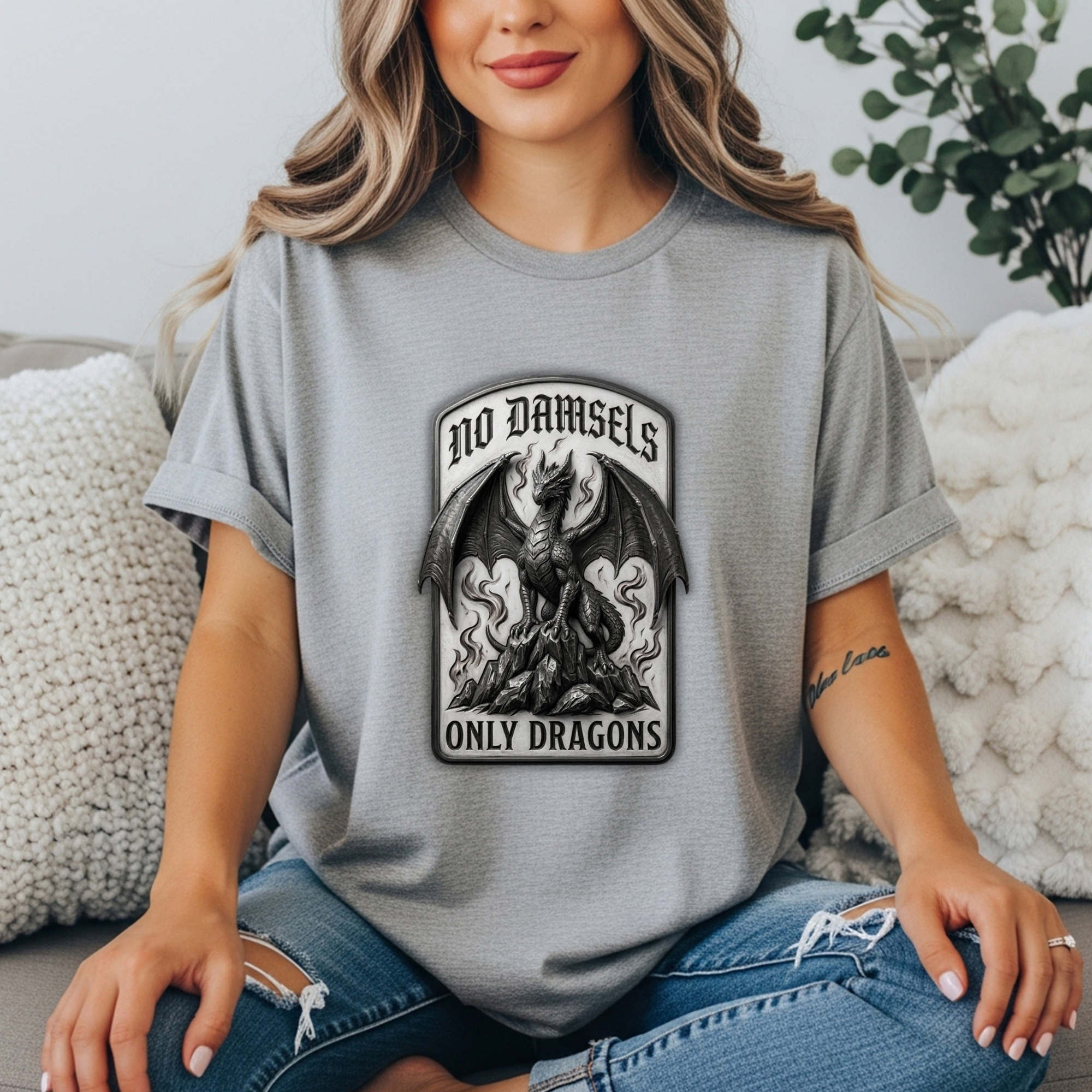 No Damsels Only Dragons Shirt, Feminist Dragon Tee, Fantasy Feminist Shirt, Strong Women Graphic Tee, Girl Power Shirt, Dark Fantasy Tshirt, Witch Aesthetic Shirt, Anti Damsel Shirt