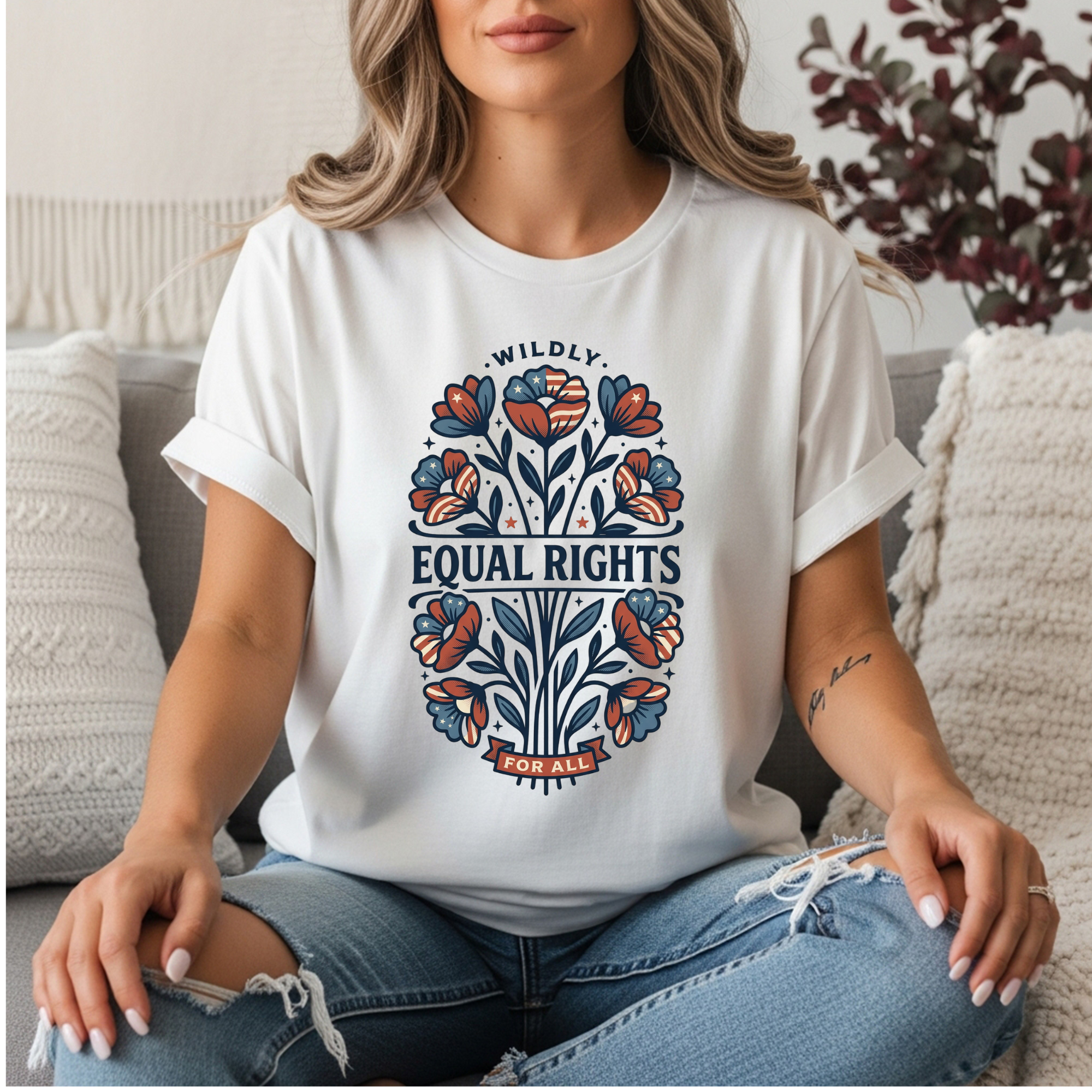 Wildly Equal Rights For All Shirt, Feminist Floral Tee, Equal Rights Shirt Women, Political Activist Shirt, Patriotic Feminist Tee, Floral Protest Shirt, Human Rights Shirt, Women’s Rights Graphic Tee...