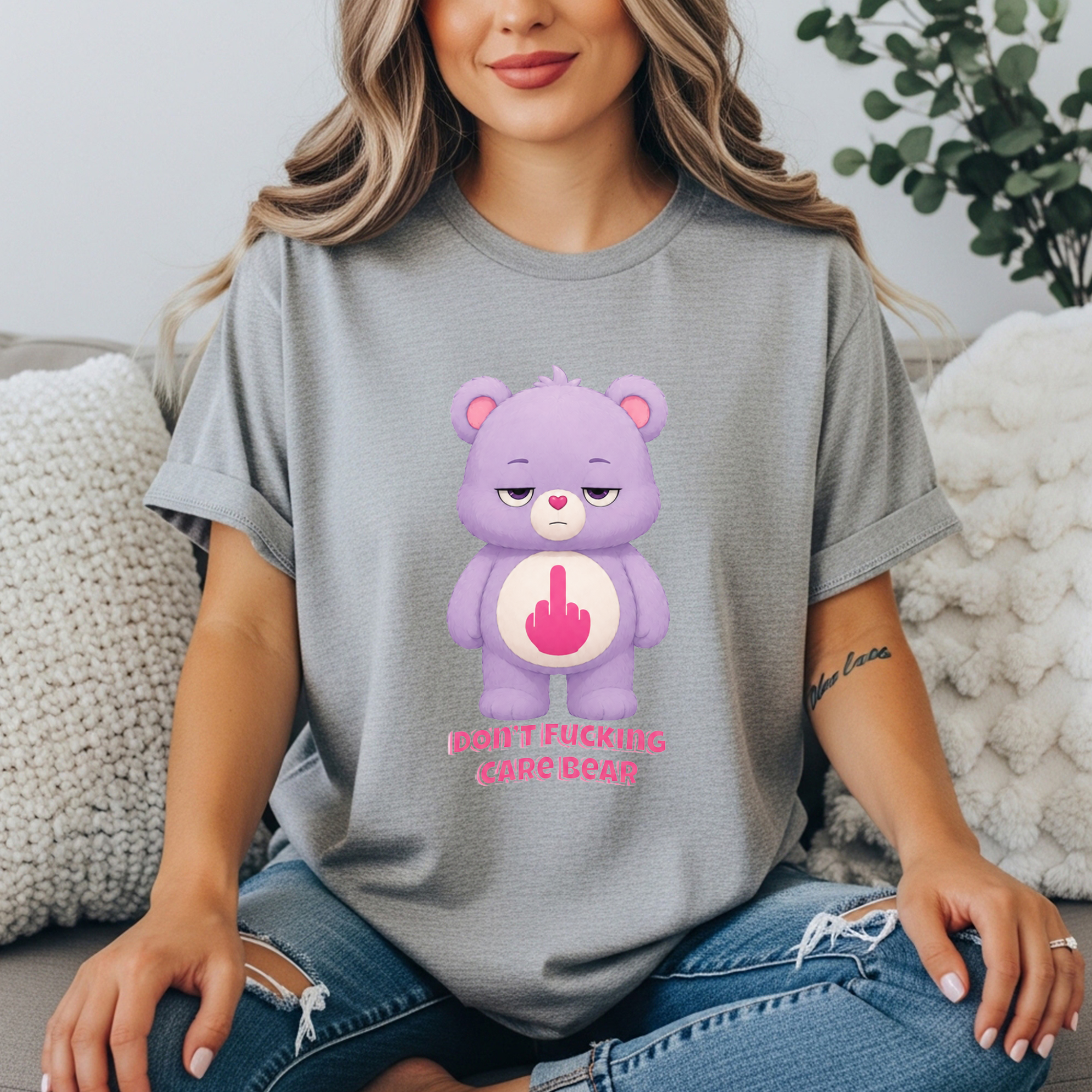 Don’t Care Bear Funny Sarcastic Shirt, Grumpy Bear Middle Finger Tee, Funny Women’s Graphic Tee, Sarcastic Gift for Her, IDGAF Shirt, Cute But Unbothered Tee, Funny Black Graphic Shirt, Sassy Bear...