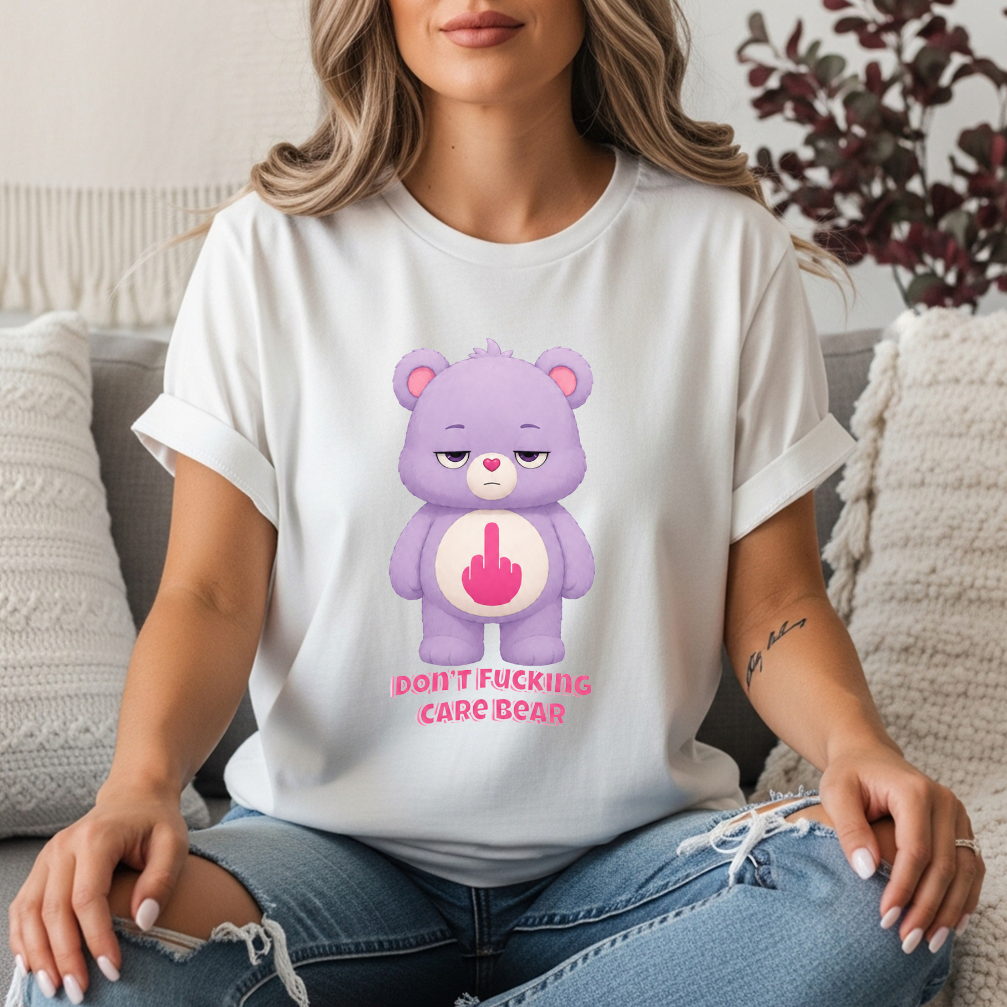 Don’t Care Bear Funny Sarcastic Shirt, Grumpy Bear Middle Finger Tee, Funny Women’s Graphic Tee, Sarcastic Gift for Her, IDGAF Shirt, Cute But Unbothered Tee, Funny Black Graphic Shirt, Sassy Bear...