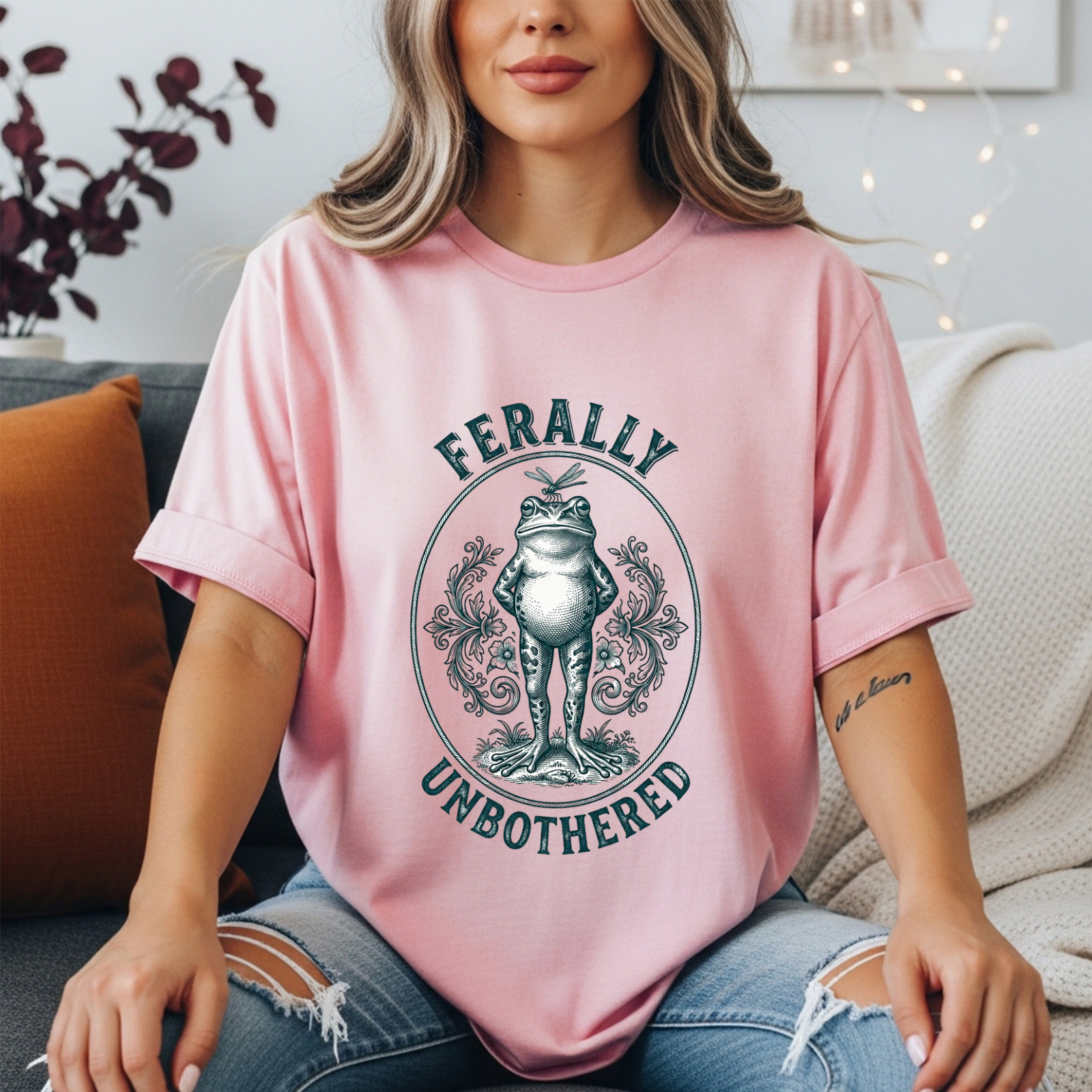 Ferally Unbothered Frog T-Shirt | Funny Vintage Frog Graphic Tee | Feral Women’s Shirt | Cottagecore Frog Aesthetic Top