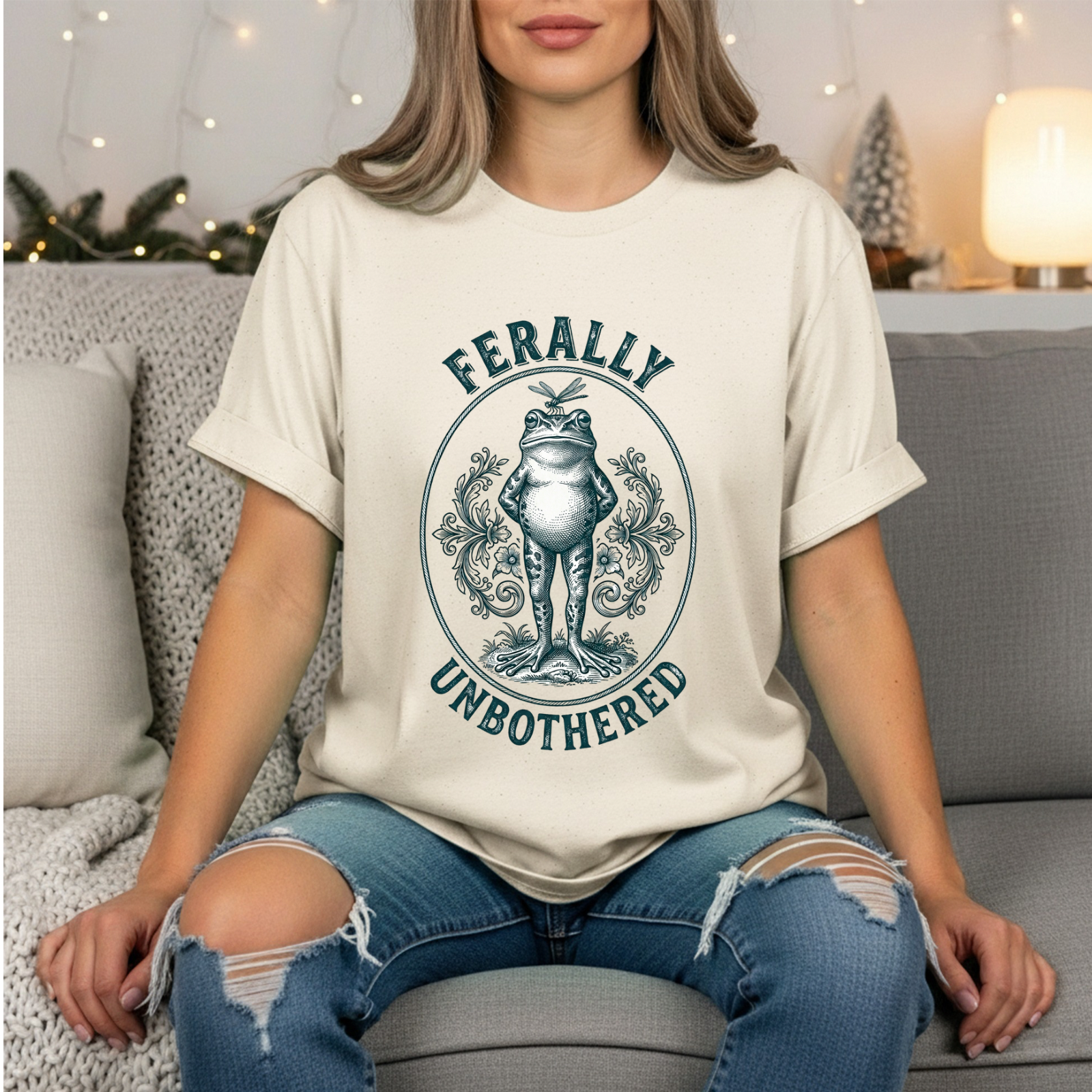 Ferally Unbothered Frog T-Shirt | Funny Vintage Frog Graphic Tee | Feral Women’s Shirt | Cottagecore Frog Aesthetic Top