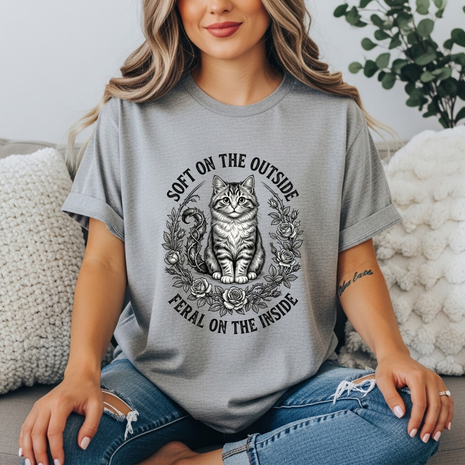 Cat Graphic T-Shirt — “Soft on the Outside, Feral on the Inside”