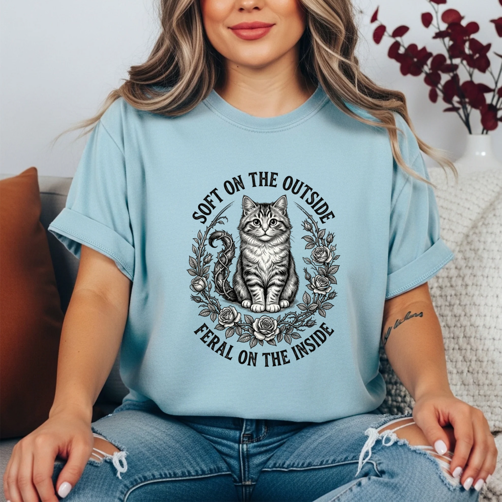 Cat Graphic T-Shirt — “Soft on the Outside, Feral on the Inside”