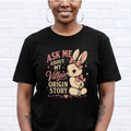 Ask Me About My Villain Origin Story T-Shirt | Cute Creepy Bunny Graphic Tee | Dark Feminine Funny Shirt