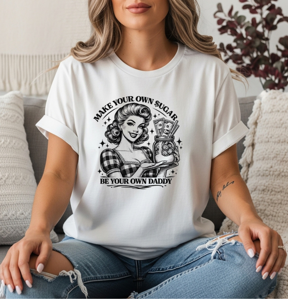 Make Your Own Sugar T-Shirt — Retro Pinup 'Be Your Own Dandy' Graphic Tee