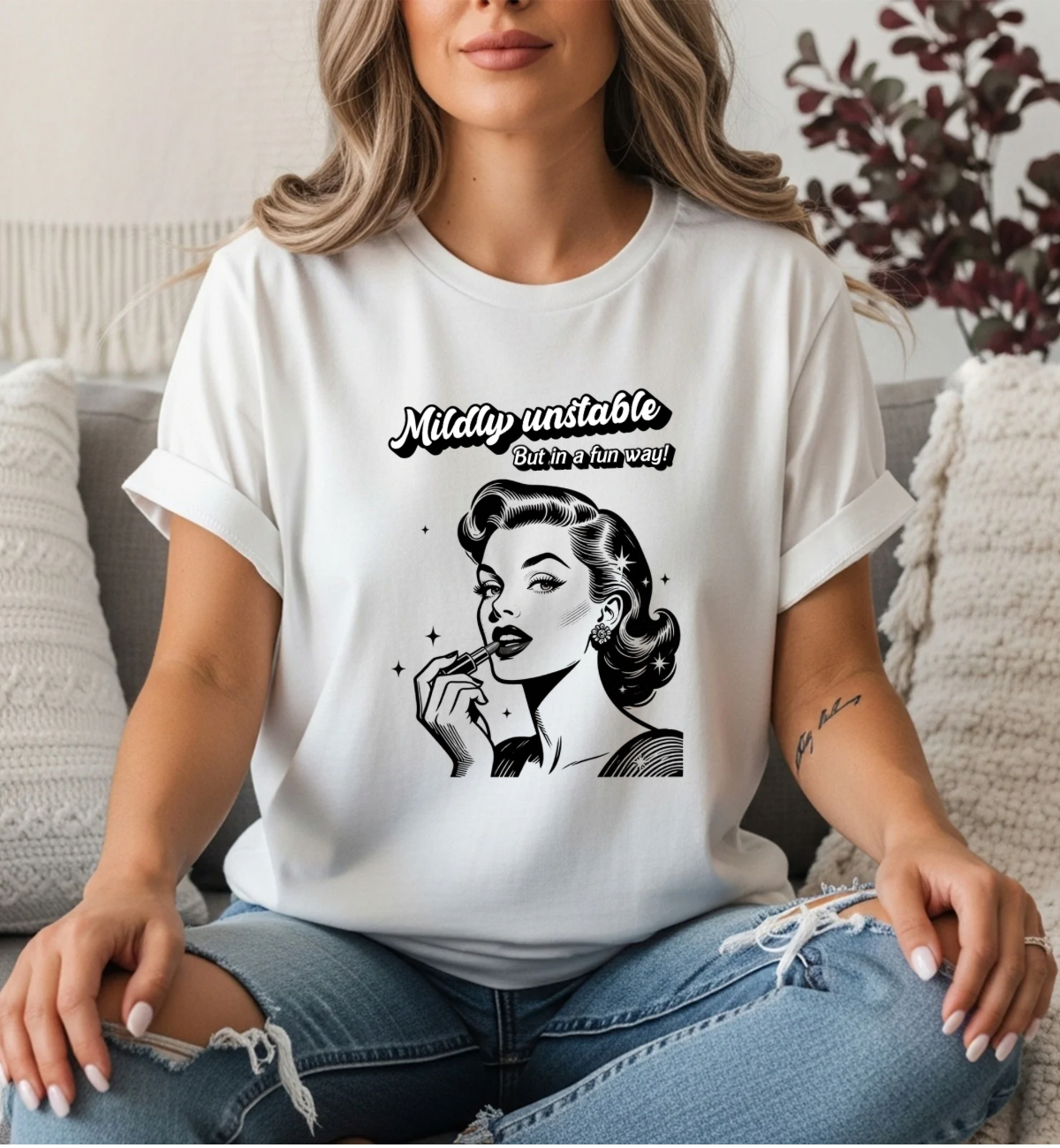 Mildly Unstable Retro Pinup Women's T-Shirt — Vintage Graphic Tee